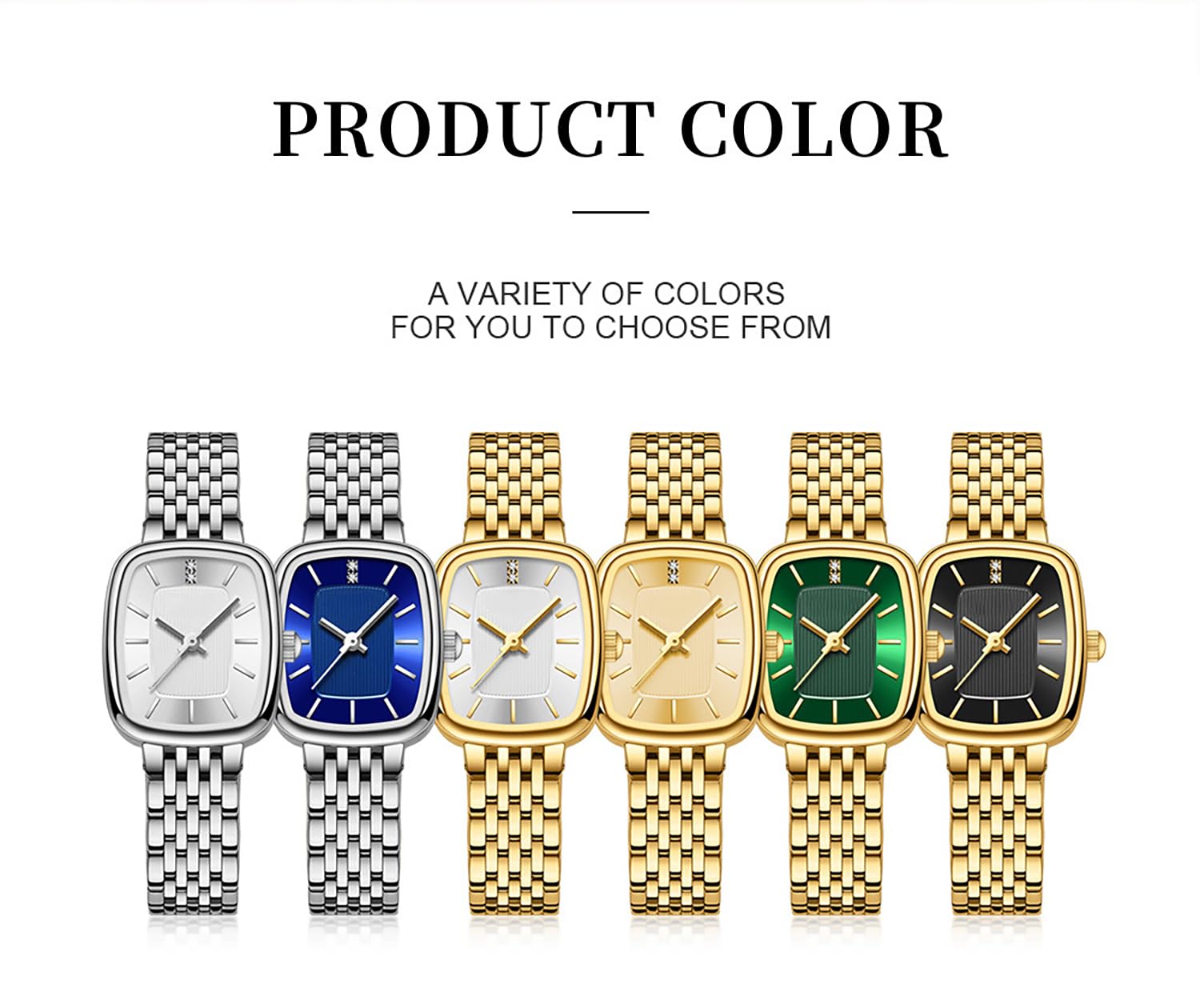 BESTKANG Women's Casual Fashion Rectangular Watch Quartz Wrist Watches with Stainless Steel Bracelet,Waterproof. (Gold White)