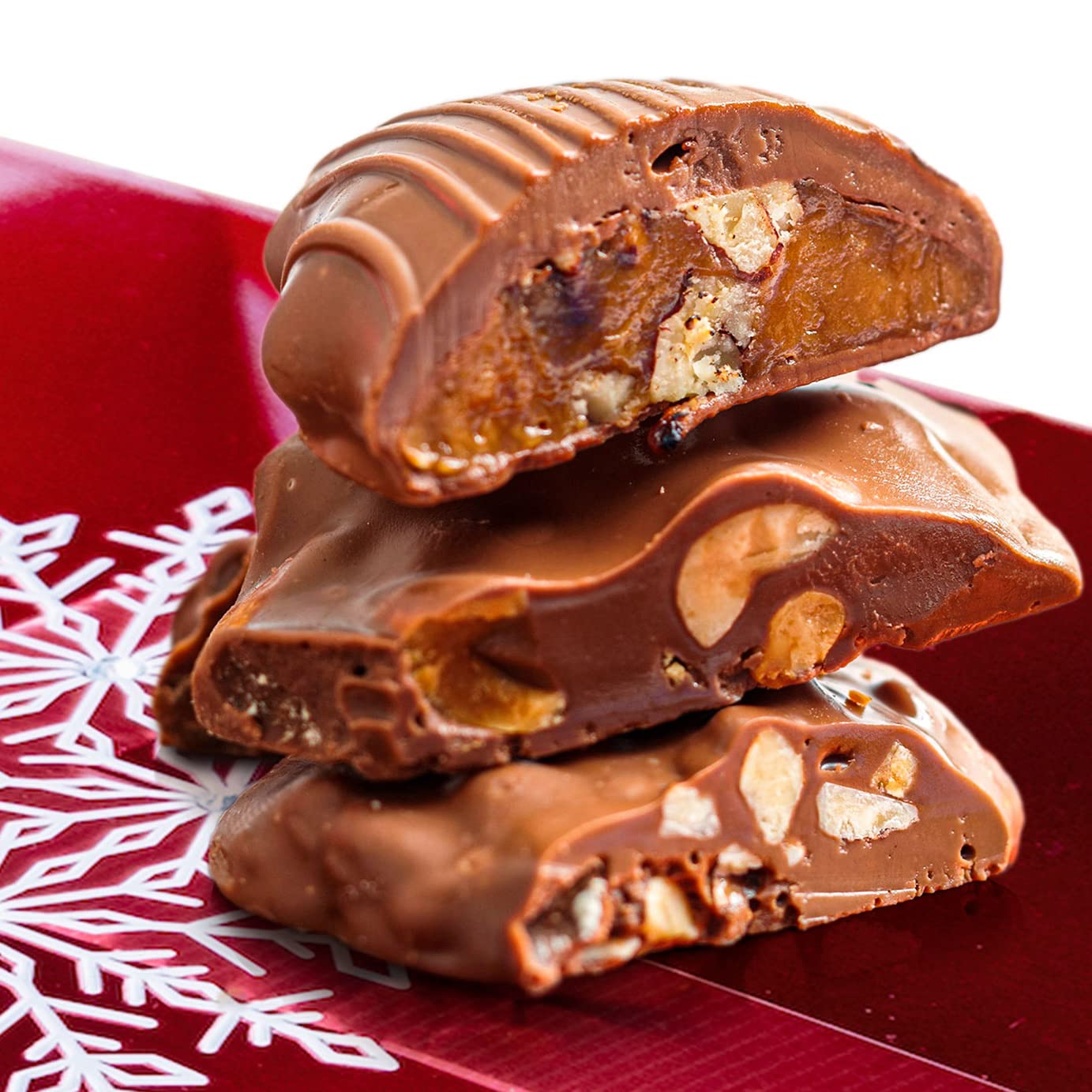 Bonnie and Pop's Holiday Tin- with Assorted Christmas Chocolate, Nuts, Bark, Truffles β Festive, Corporate, Family, Gift Basket Idea for Men and Women