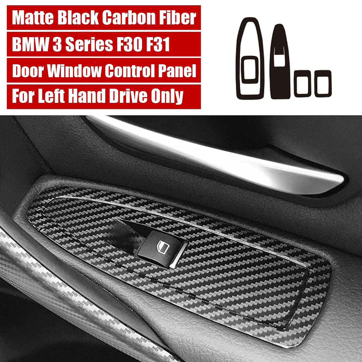 aohua Center Console Dashboard Vinyl Wrap Cover Matte Black Carbon Fiber Interior Pre-Cut Armrest Console Panel Protective Decoration Sticker Accessories for BMW 3 Series/4 series/F30 F31 F32 F34 F36
