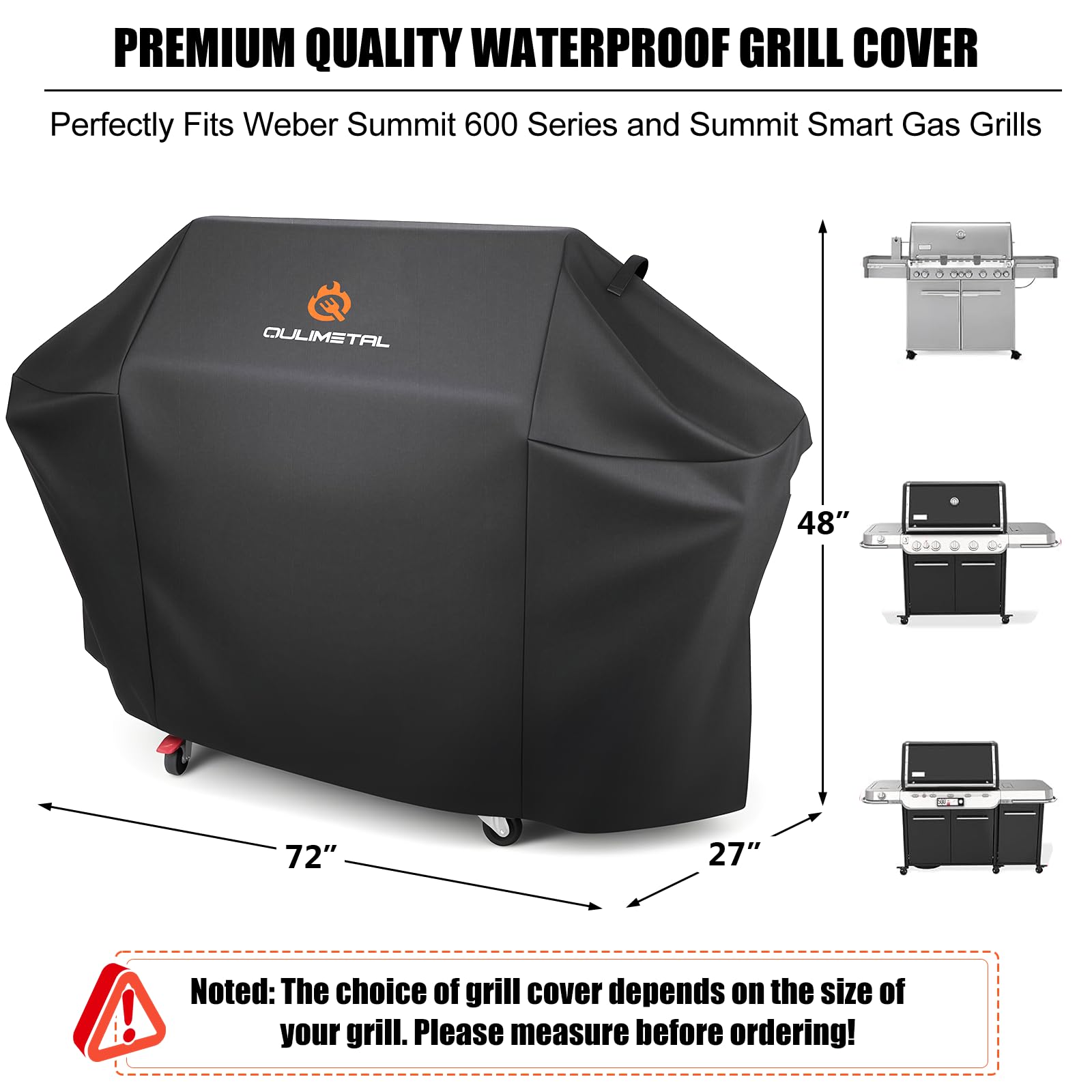 72 inch BBQ Grill Cover - 600D BBQ Cover for Outdoor Grill Heavy Duty and Waterproof,Large Barbecue Gas Grill Covers for Weber,Char-Broil,Nexgrill,Monument,Dyna-glo,Brinkmann and More