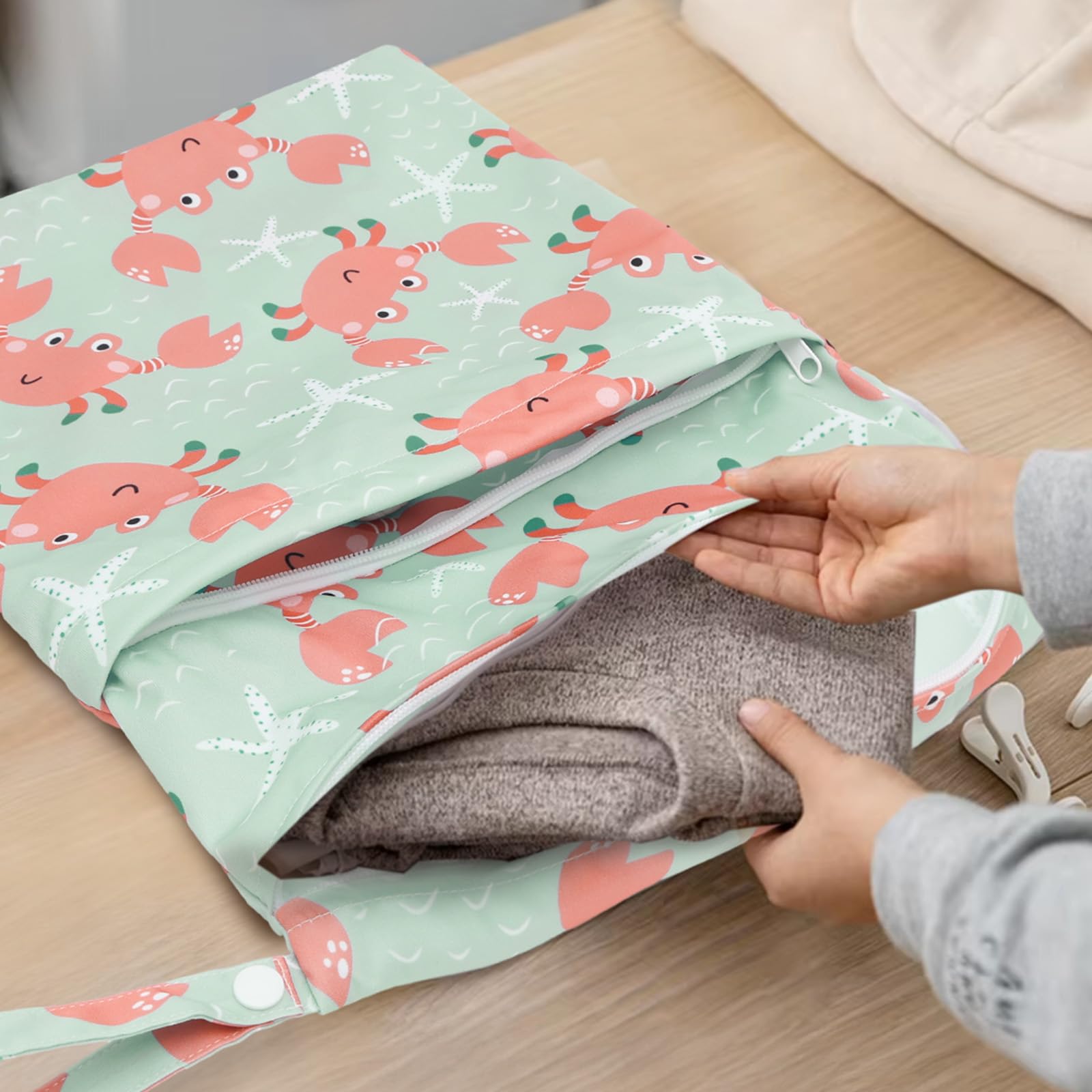 ALVA ALVABABY 3pcs Cloth Diaper Wet Dry Bags Waterproof Reusable with Two Zippered Pockets Travel Beach Pool Daycare Soiled Baby Items Yoga Gym Bag for Swimsuits or Wet Clothes 3L-ZM15A