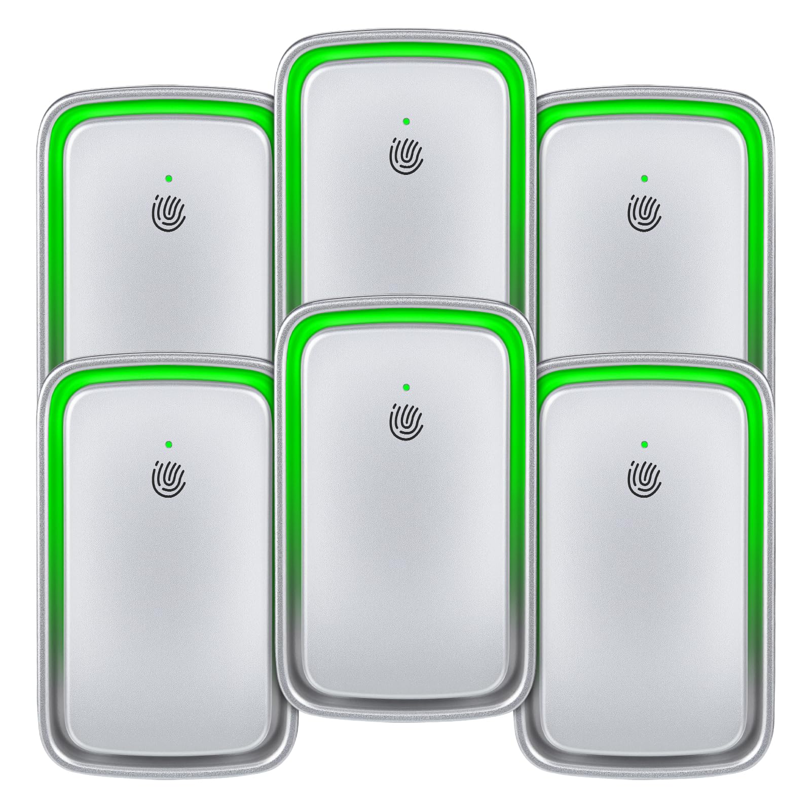 6Pack Air Purifier Plug In, Negative Air Ionizer for Home, Quiet Air Cleaner with Nightlight for Bedroom, Office, Kitchen, Portable Air Filter Odor, Smoke Dust, Pets (Silver Gray) 