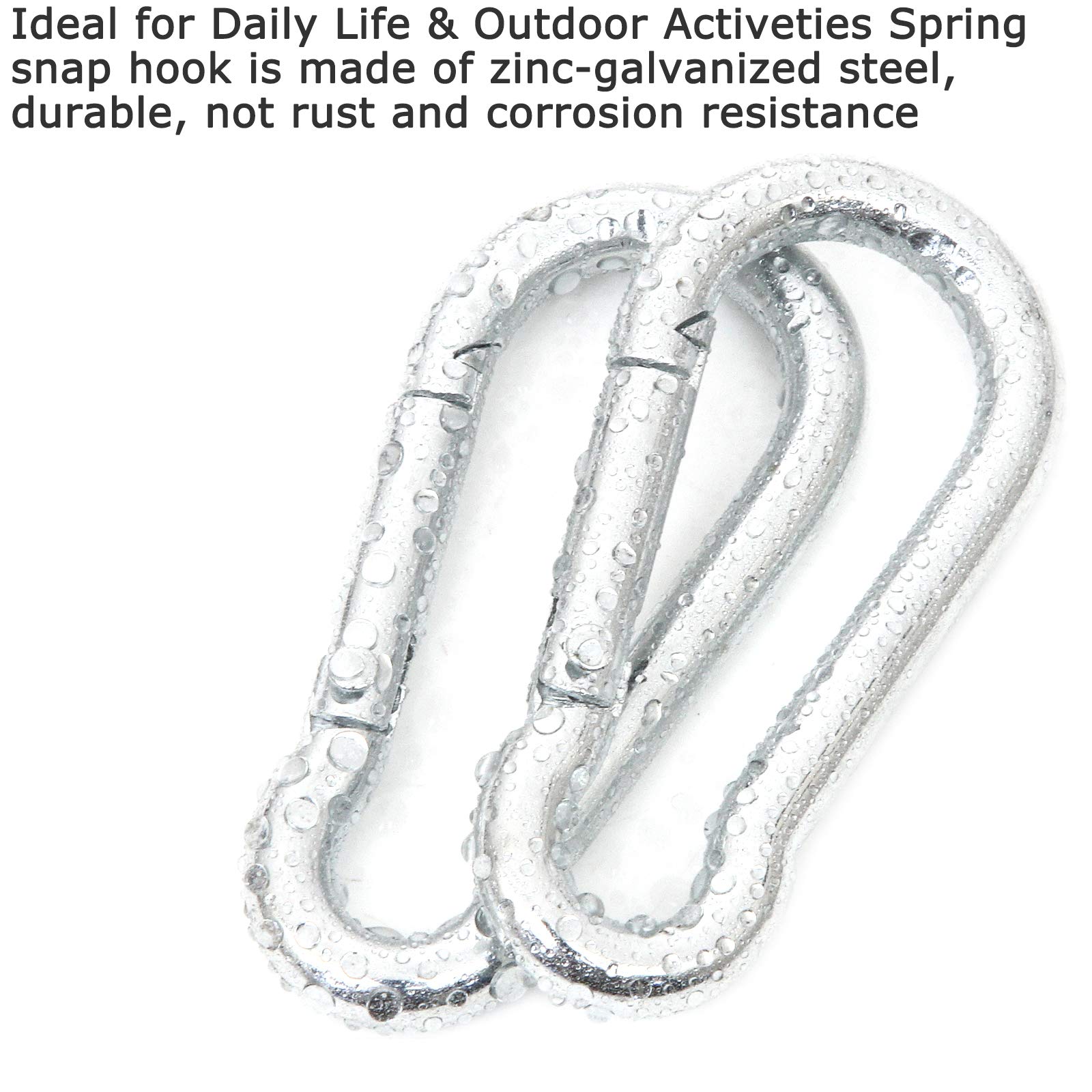 60Pcs Stainless Steel Carabiner Clip Spring-Snap Hook 1/4 in, M6 x 2 3/8 Inch Small Heavy Duty Carabiner Clips for Hammock, Punching Bag, Swing, Gym