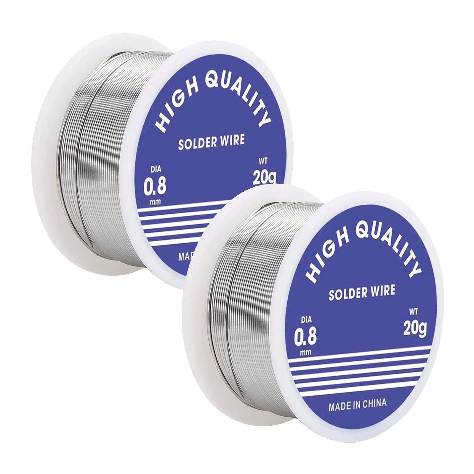 JIALWSJWAN 2 Pcs 0.8mm Solder Wires Lead Free Welding Tin Wire Rolls Lead Free Solder Wires with Rosin Core for Electronic Components Soldering(20g)