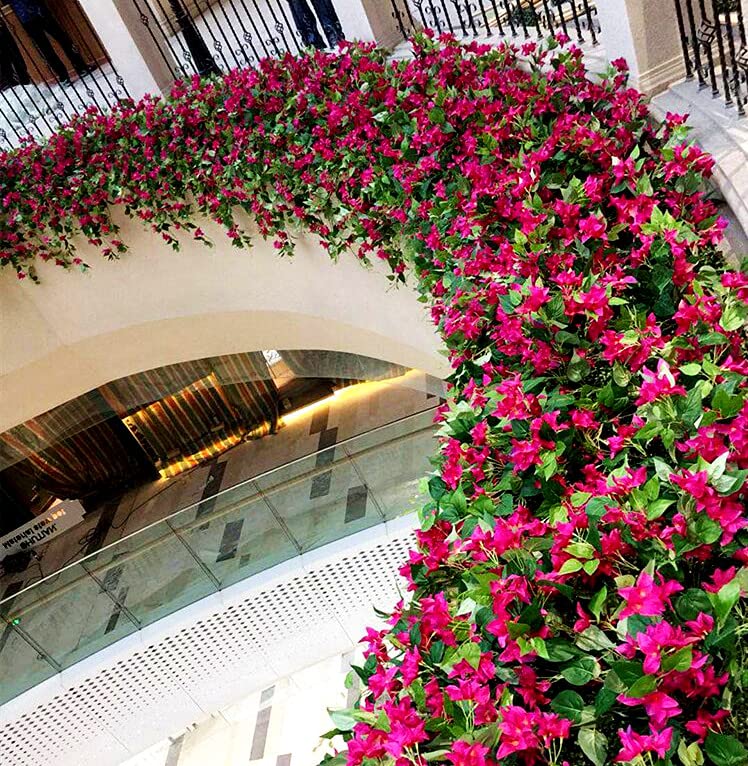 biparoz Pack of 16 Artificial Bougainvillea Silk Vines Hanging Flower Stems for Wedding & Home Decoration, Flower Garland and Garden DIY Decor - 30.5 inch (Fuchsia)