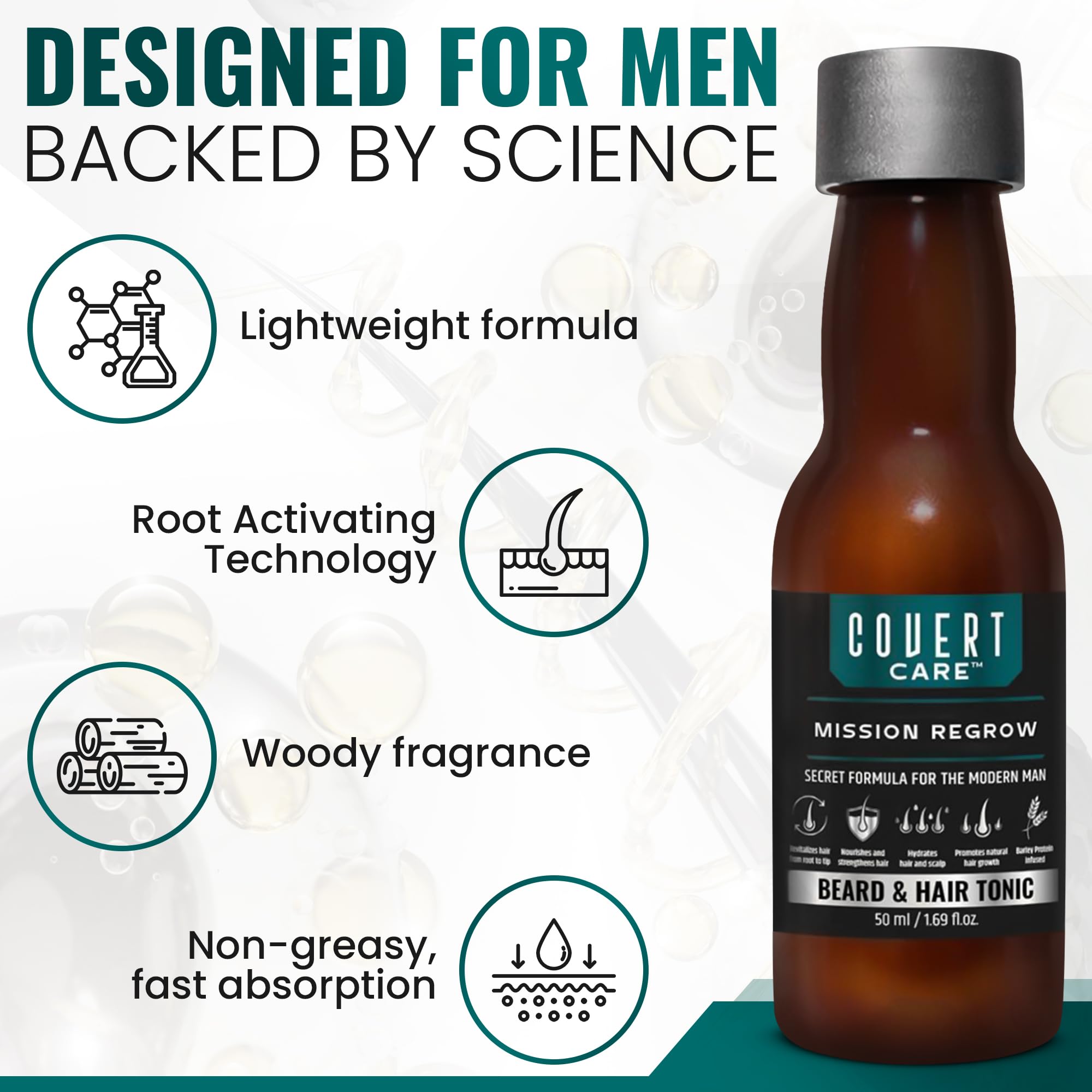 Hair and Beard Thickening Serum for Men ā Lightweight Root Activator for Thinning Hair, Scalp Nourishment for Fuller, Stronger-Looking Hair