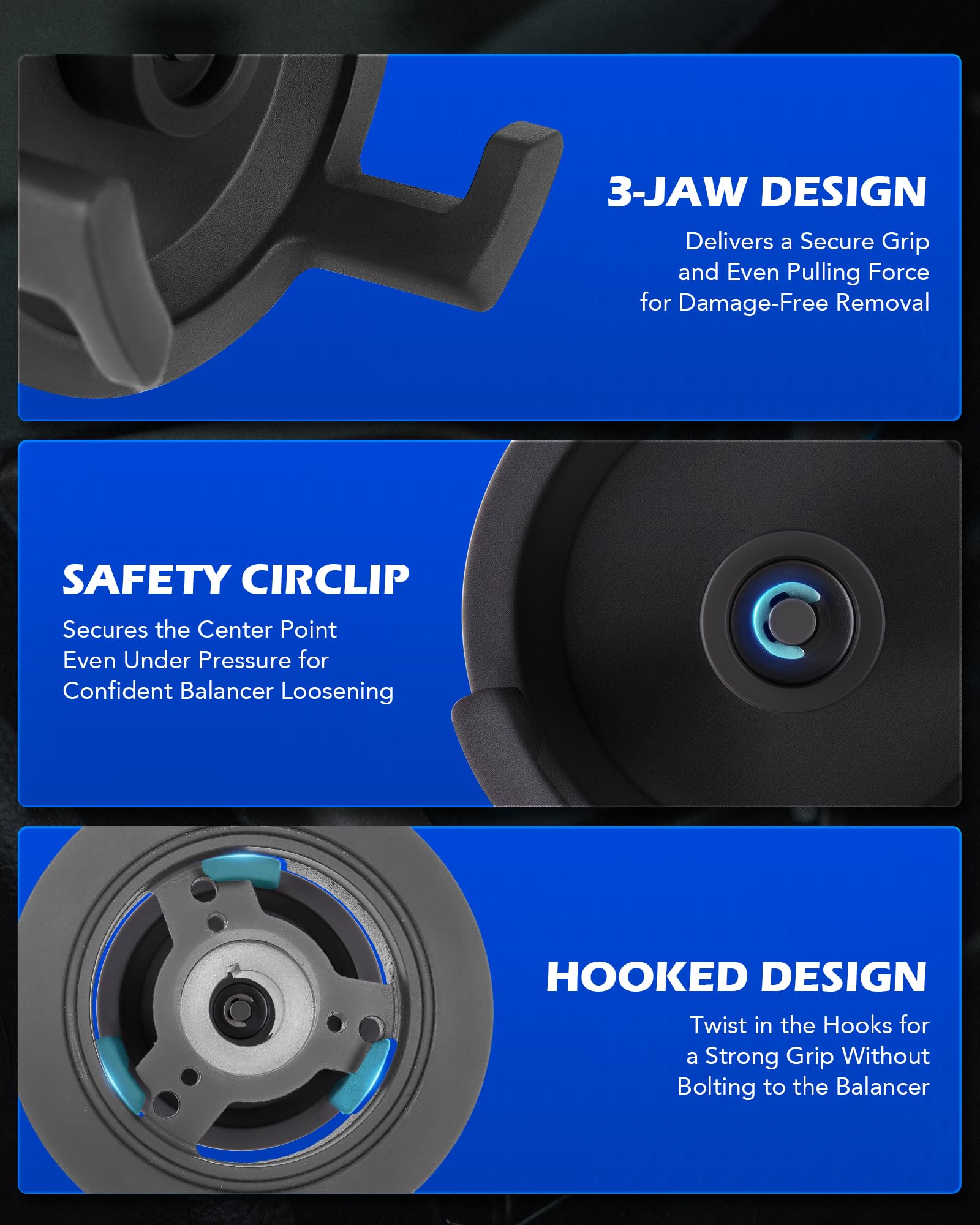 Orion Motor Tech Harmonic Balancer Puller for Engine Balancer Removal Replacement, LS Crank Pulley Puller Compatible with GM Chrysler Jeep Dodge, Harmonic Damper Puller with 24MM Socket