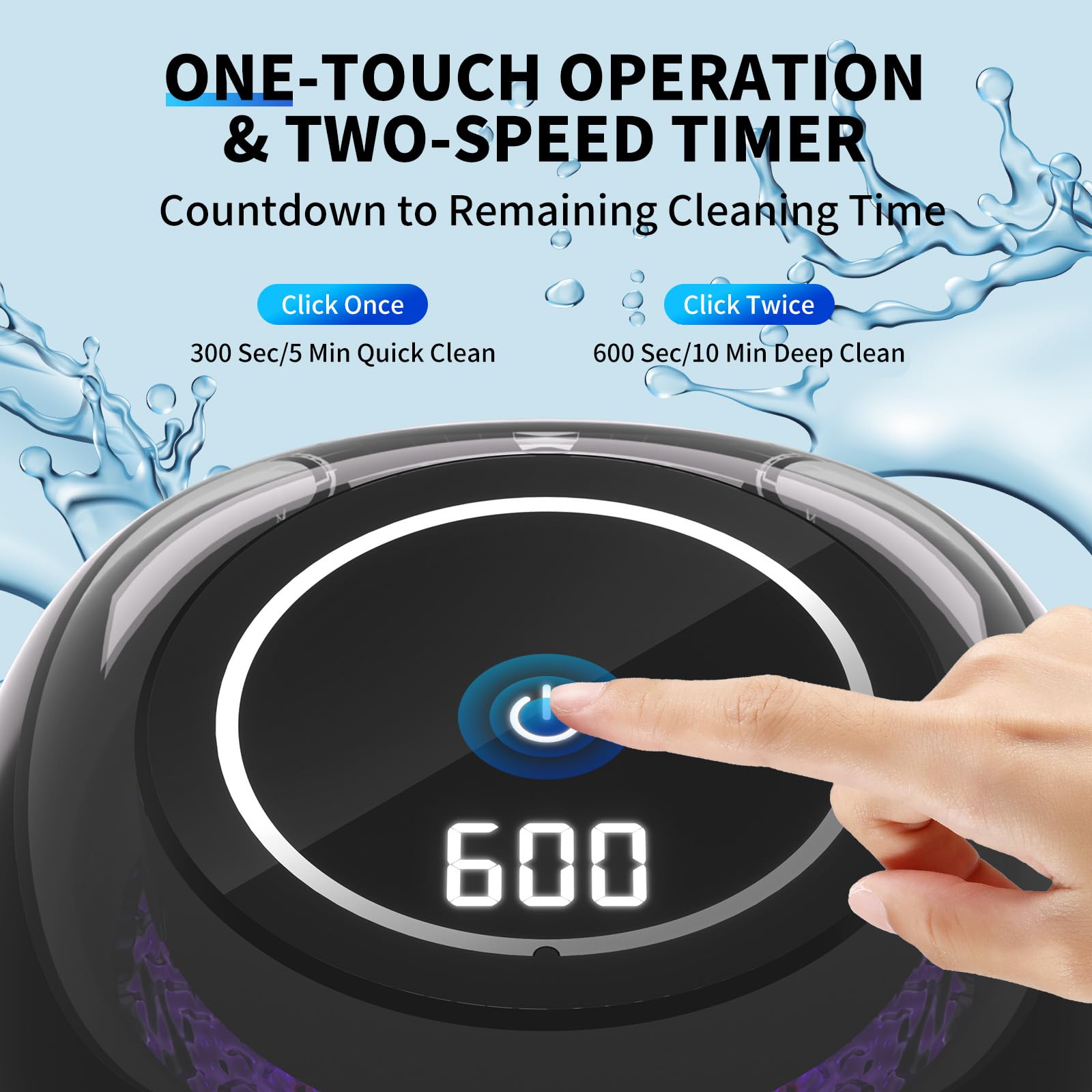 Ultrasonic Retainer Cleaner, 30W/42Khz Professional Retainer Cleaner Machine with Digital Timer, 180ML Portable Ultrasonic Jewelry Cleaner for Dentures, Aligner, Braces, Mouth Guard(Black)