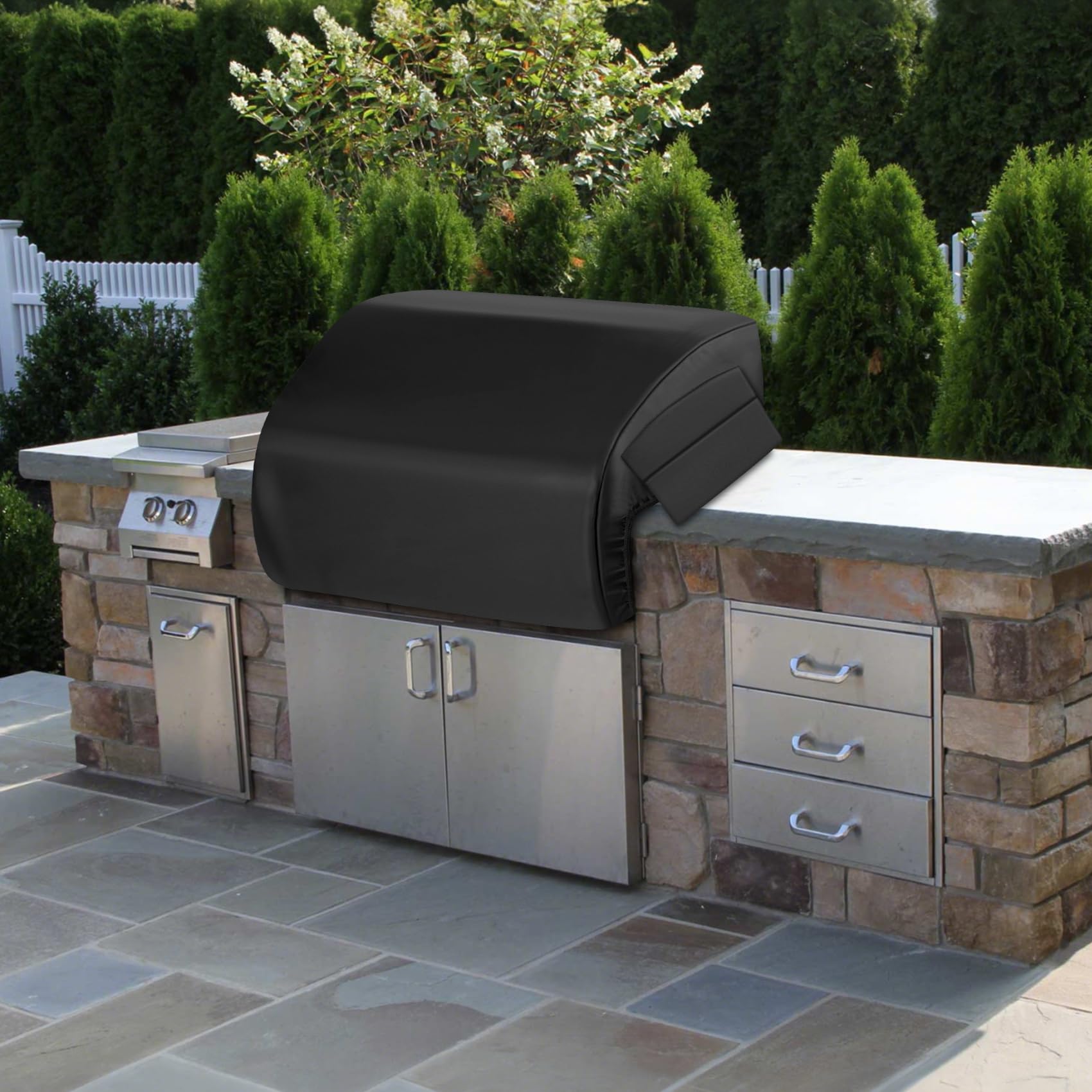 EZ-DONGTENG Heavy-Duty 600D Built-in Grill Cover fit for Blaze 40 Inch 5-Burner Gas Grill, Heavy-Duty 600D Waterproof Fade Resistant Island BBQ Grill Top Cover
