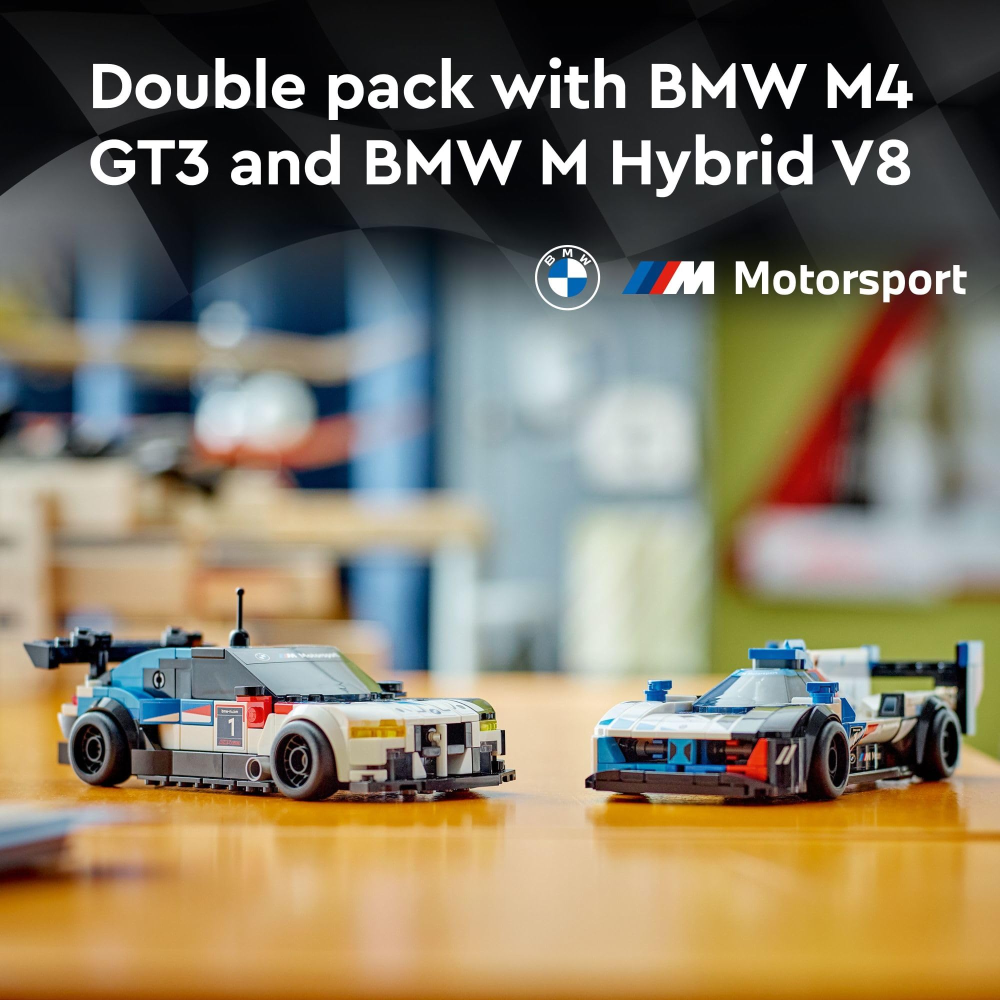 LEGO Speed Champions BMW M4 GT3 & BMW M Hybrid V8 Race Cars, BMW Toy for Kids with 2 Buildable Models and 2 Driver Minifigures, Car Toy Birthday Gift Idea for Boys and Girls Ages 9 and Up, 76922