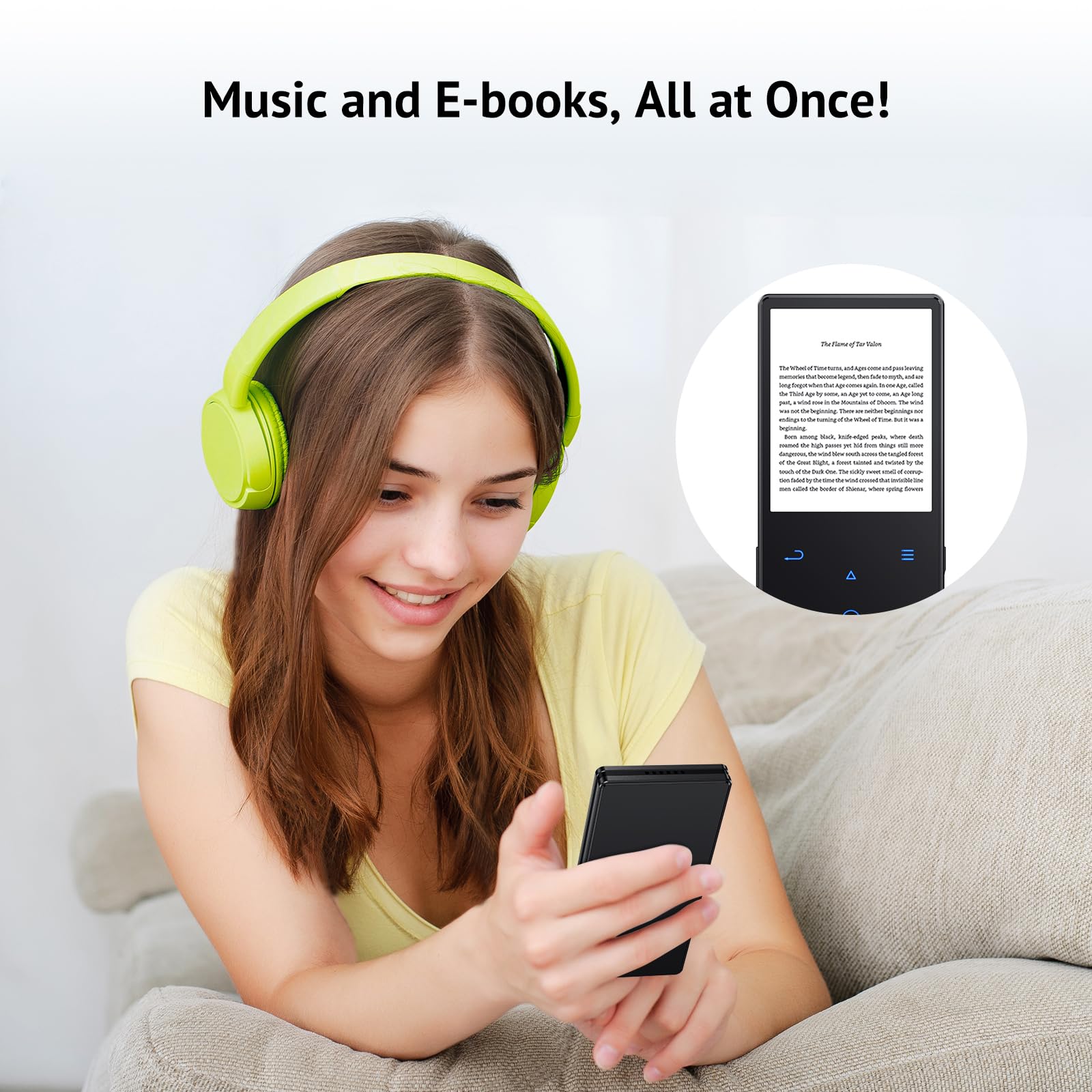 Yottix 64GB MP3 Player with Boosted Bluetooth 5.3, Music Player Features HD Speaker, 2.4" Screen, Touch Buttons, Expandable SD Card Slot, Supports FM Radio, Voice Recorder, E-Book, and More