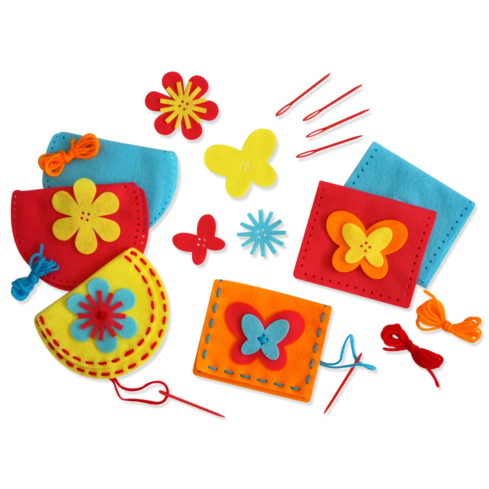 Serabeena Sew Your Own Purses - Sewing Kit for Kids Ages 4-8 Plus - Felt Crafts - Helps Develop Fine Motor Skills - DIY Kit With 6 Purses & Accessories