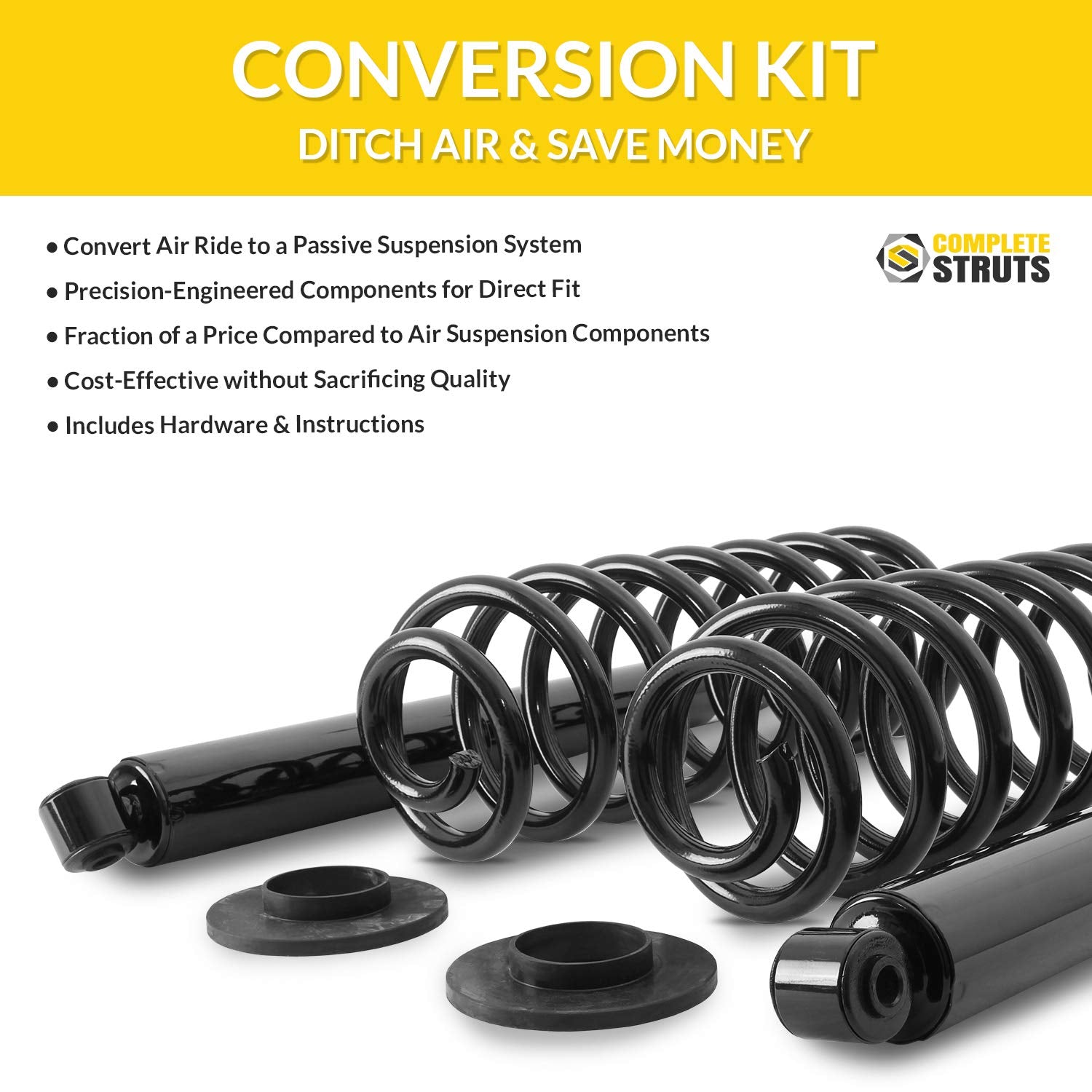 Air Suspension to Quick Complete Struts Assembly with Coil Springs Conversion Kit Replacement for 2003-2006 Lincoln Navigator (Set of 4)
