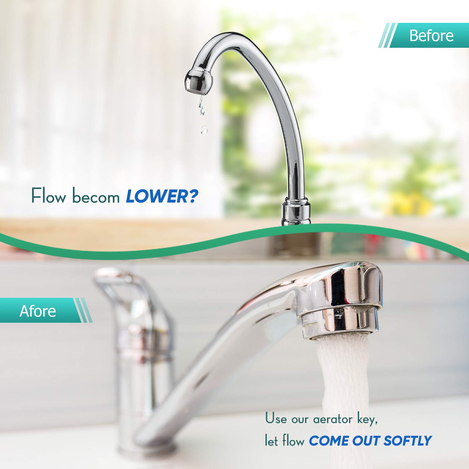 Mudder 5 Pieces Faucet Aerator Key Removal Wrench Tool with 5 Sizes M16.5, 18.5, 21.5, 22.5, 24 Recessed Aerator Key Sink Aerator Wrenches for Cache Aerators Blue