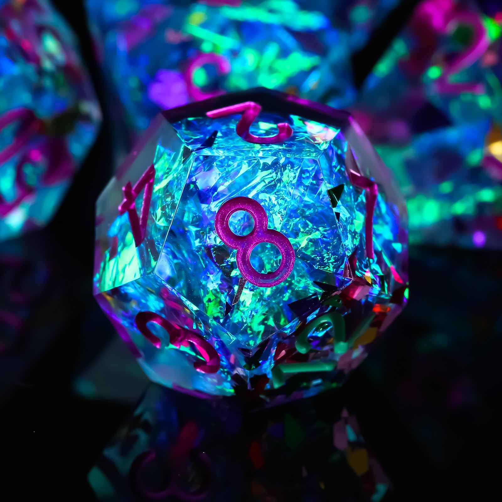 Fugacity DND Dice Set,Handmade Sharp Edge 7 Piece Resin Dice-Dungeons and Dragons Polyhedral Dice Set, D&D Dice Set with Gift Dice Case for RPG MTG Table Games