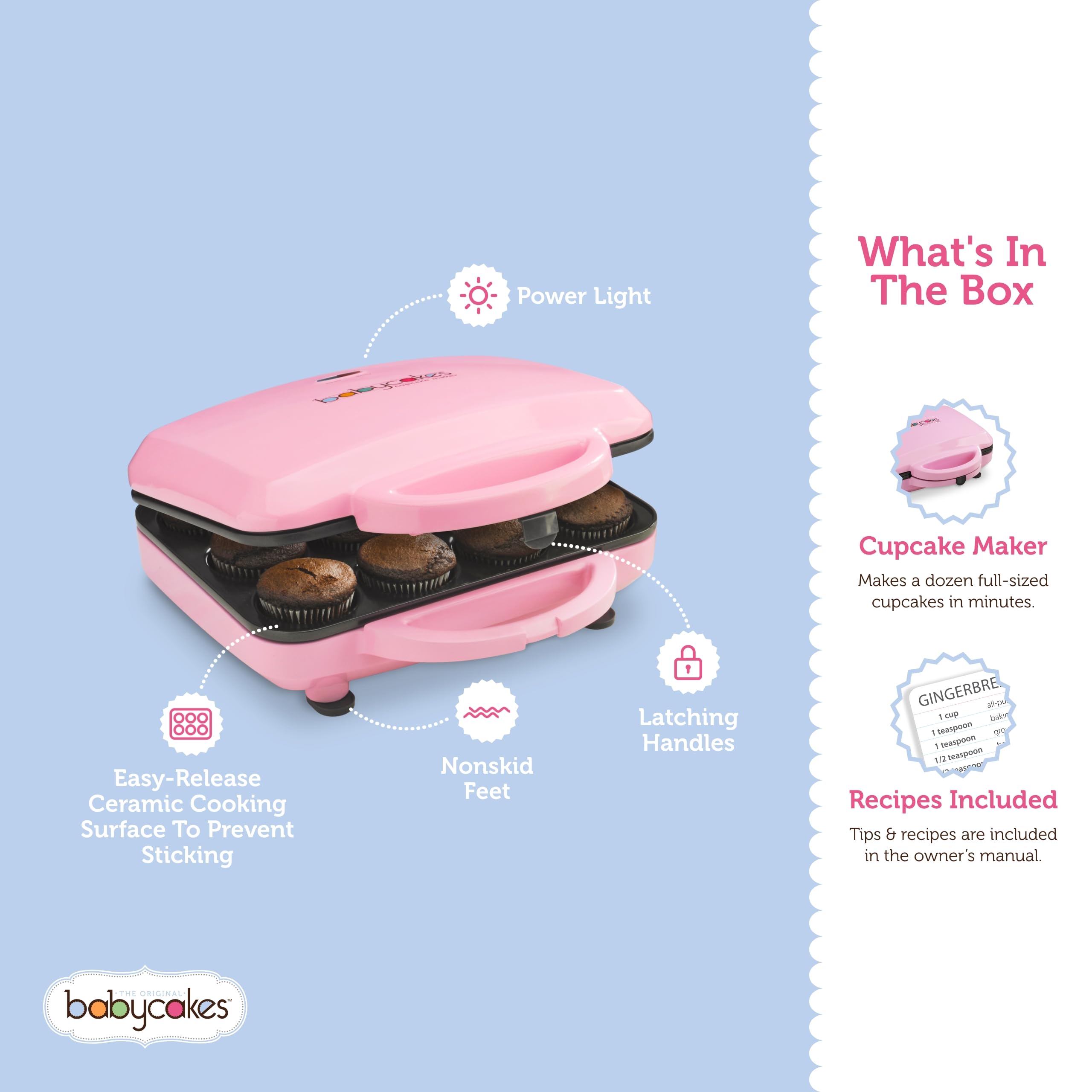 Babycakes Full Size Cupcake Maker, Pink, Full-Sized