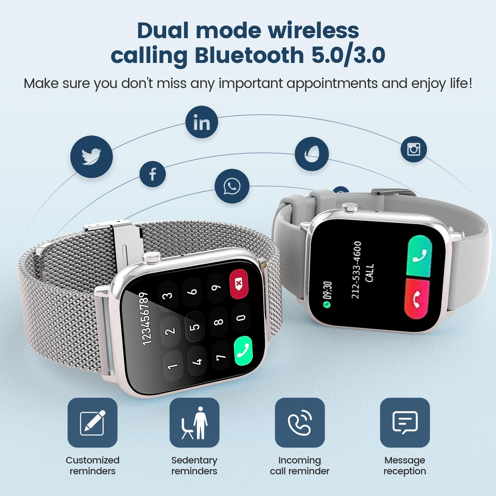 elfofle Smart Watches for Women,1.83" Fitness Tracker with Answer/Make Calls/Sleep Monitor/IP67 Waterproof /SpO2 Fitness Tracker/Sleep Monitor Watch for Android iOS (Silver)