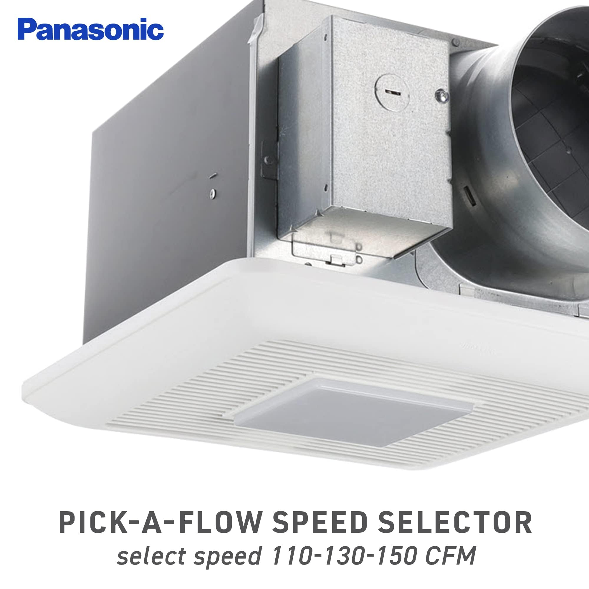 Panasonic WhisperCeiling Bathroom Exhaust Fan with Dimmable LED Light, 110-130-150 CFM, FV-1115VQL1