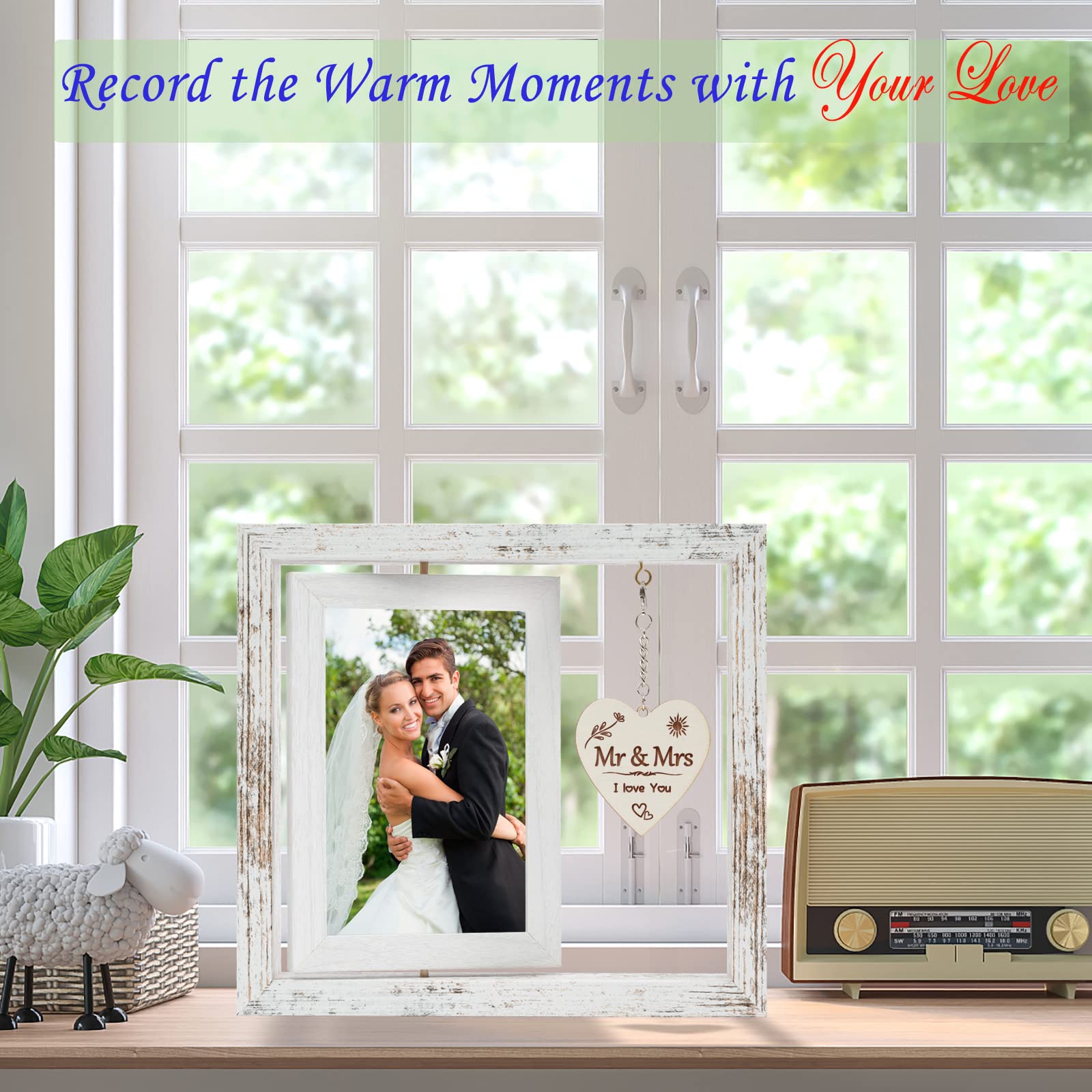 Hooweti Wedding Gifts, Wedding Picture Frame,Gifts for Bride And Groom, Newlywed Anniversary Valentines Gifts for Couples, Bride to Be Bridal Shower Gifts, Mr & Mrs Photo Frames 4x6