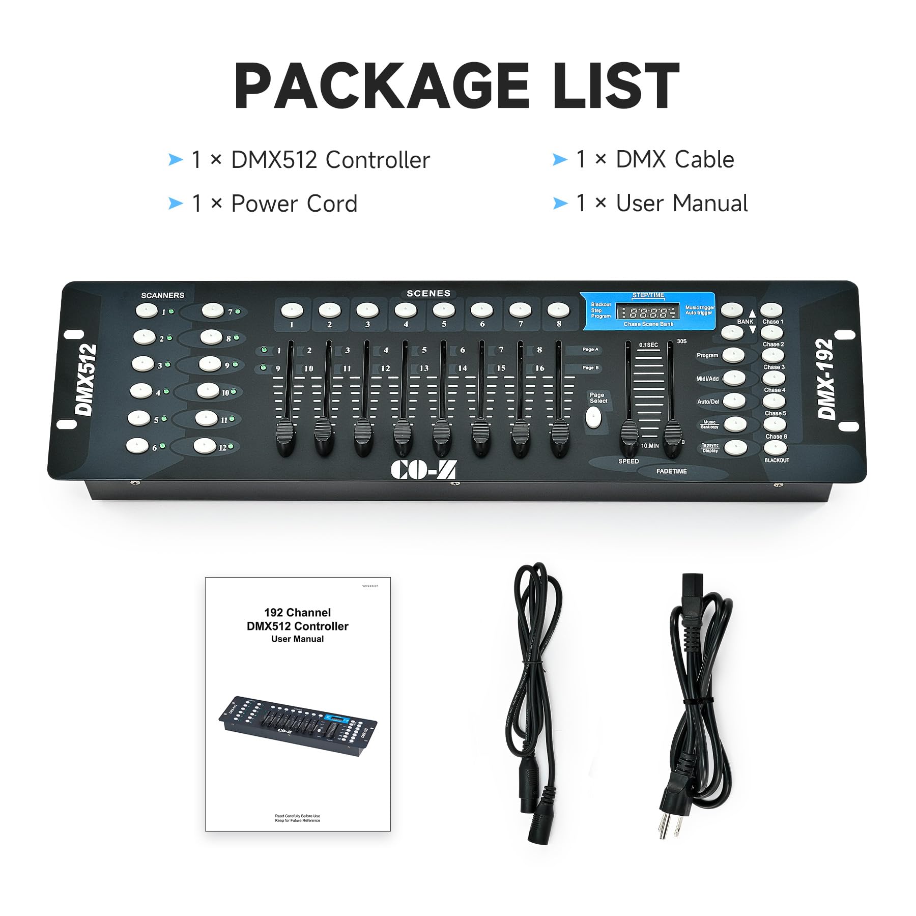 CO-Z 192 DMX 512 Stage DJ Light Controller Lighting Mixer Board Console for Light Shows, Party Disco Pub Night Club DJs KTV Bars and Moving Heads