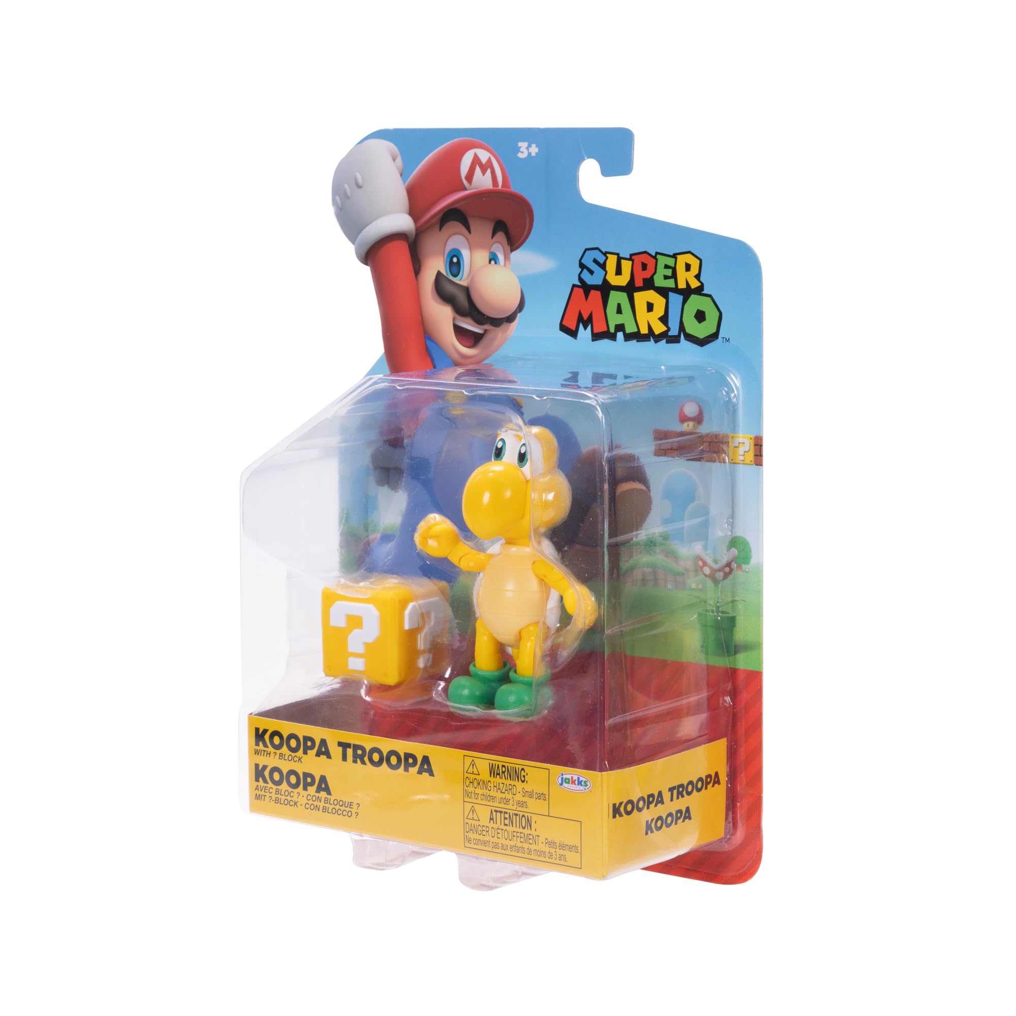 Nintendo Super Mario 4-Inch Green Koopa Troopa Poseable Figure with Question Block Accessory. Ages 3+ (Officially Licensed)