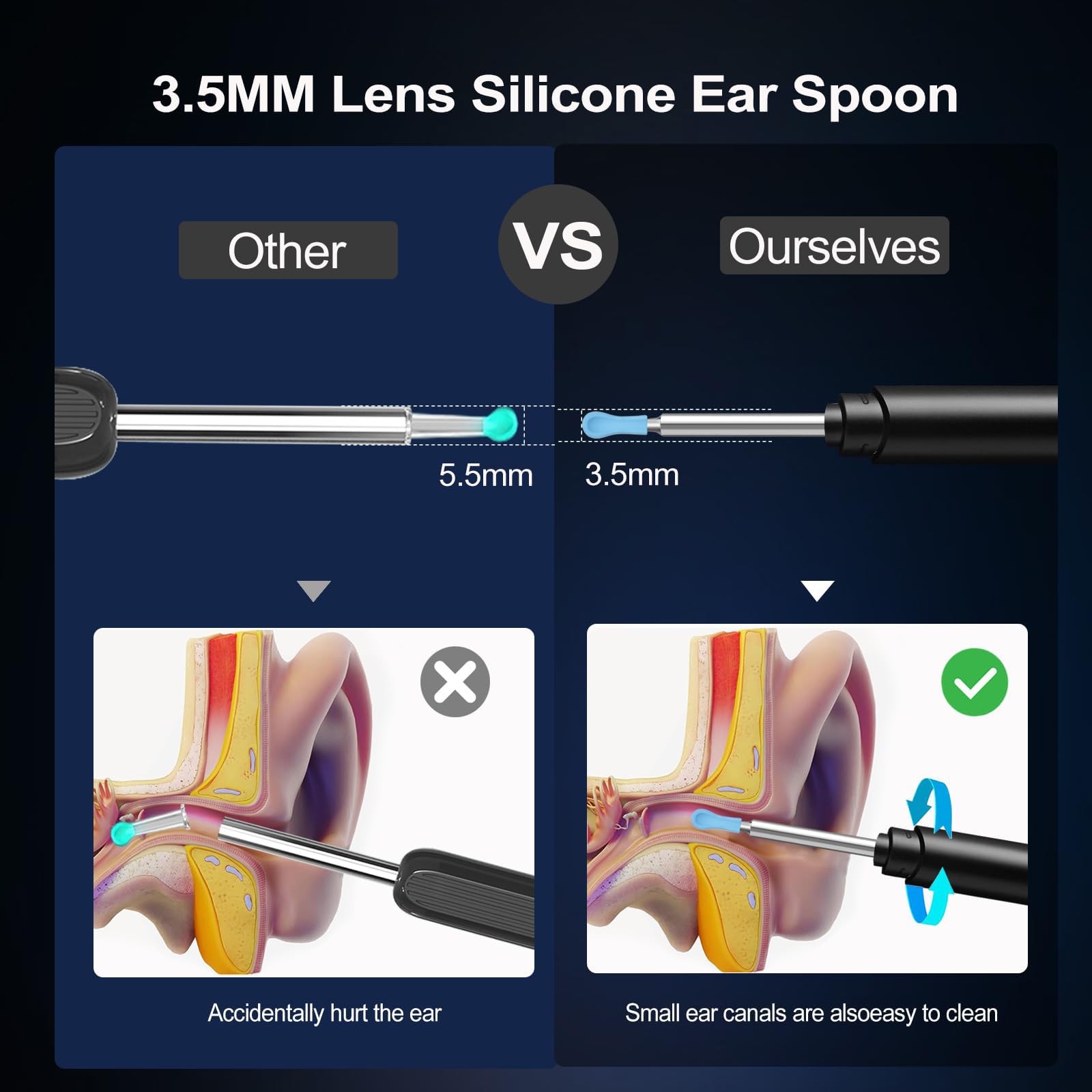 Ear Wax Removal - Earwax Remover Tool with 7 Pcs Ear Set - Ear Cleaner with Camera - Earwax Removal Kit with Light - Ear Camera with 6 Ear Spoon - Ear Cleaner for iOS & Android