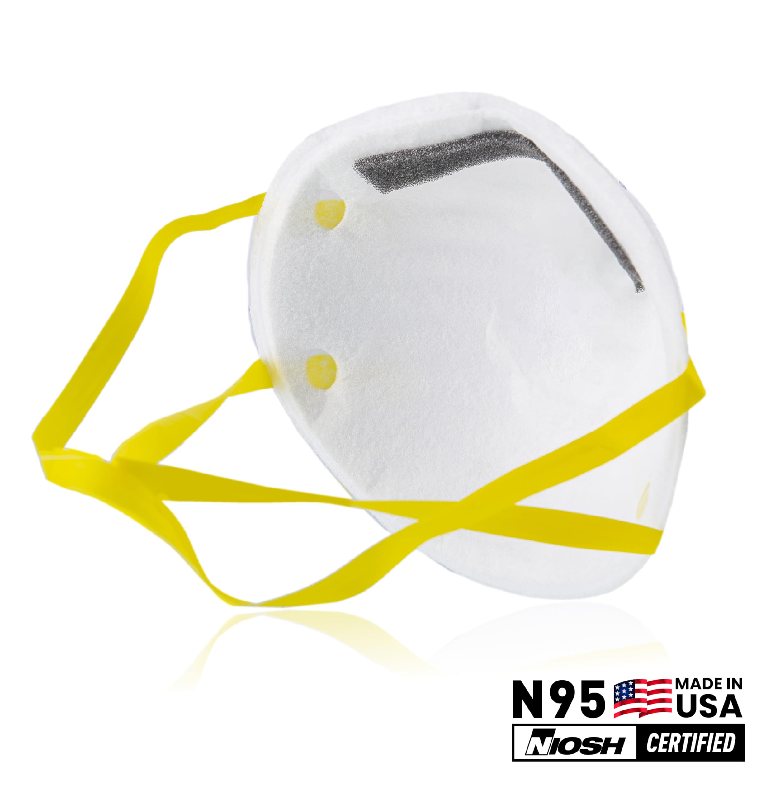 LIBUS N95 Mask NIOSH certified Made in USA, Contoured Adjustable Nose Clip, Collapse Resistant Double-Shell (20 pack)