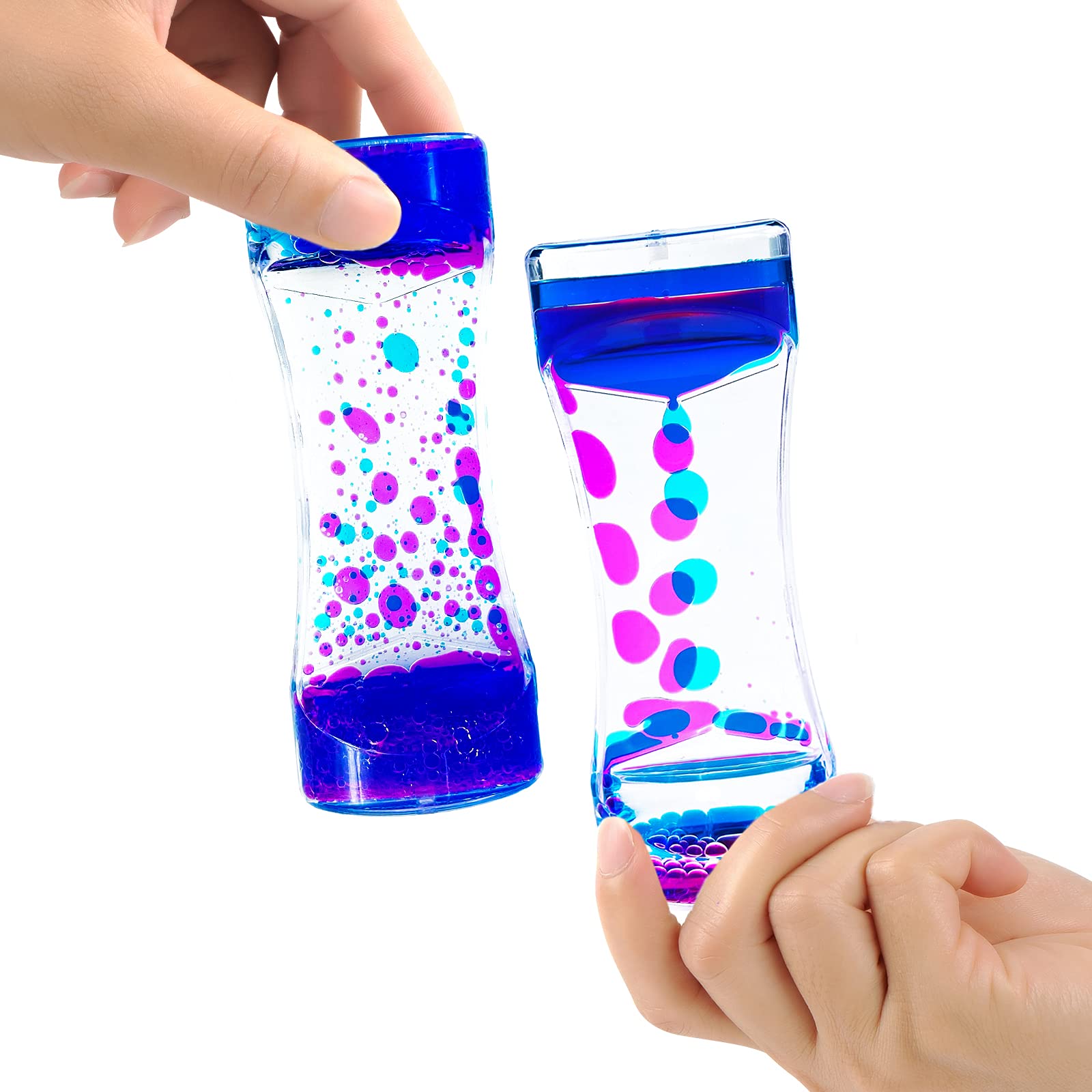 Liquid Motion Bubbler Timer for Adults 3 Pack Colorful Hourglass Timer, Sensory Fidget for Relaxation, Stress Relief and Anxiety Relief, Relaxing, Autism, Blue Green Pink