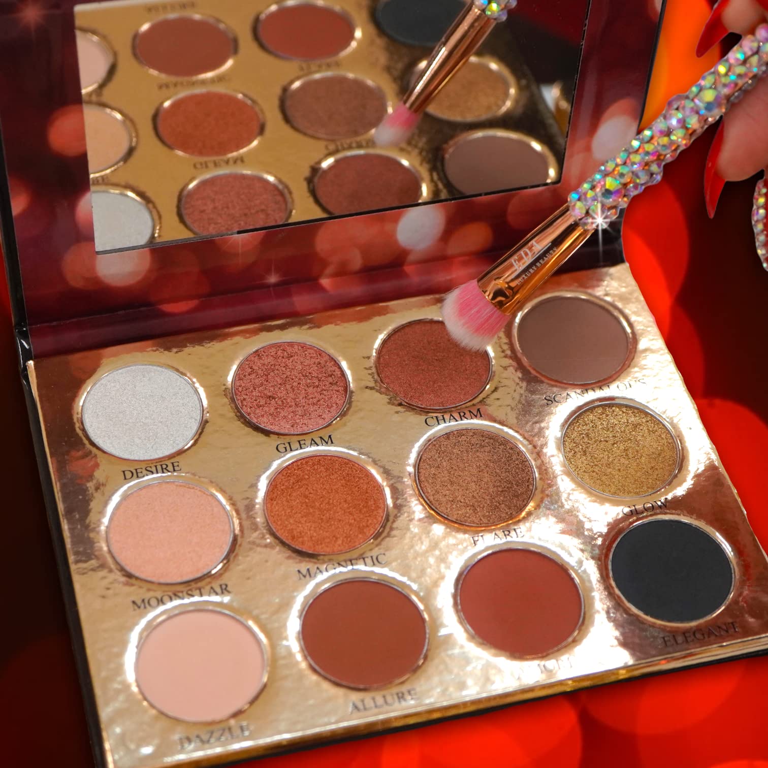 EDA LUXURY BEAUTY Luxe Exotic Eyeshadow Palette - Matte, Shimmer, Glitter & Metallic Eye Makeup Pallet Highly Pigmented Colorful Powder - Long Lasting Eye Shadow - Vegan & Paraben-Free