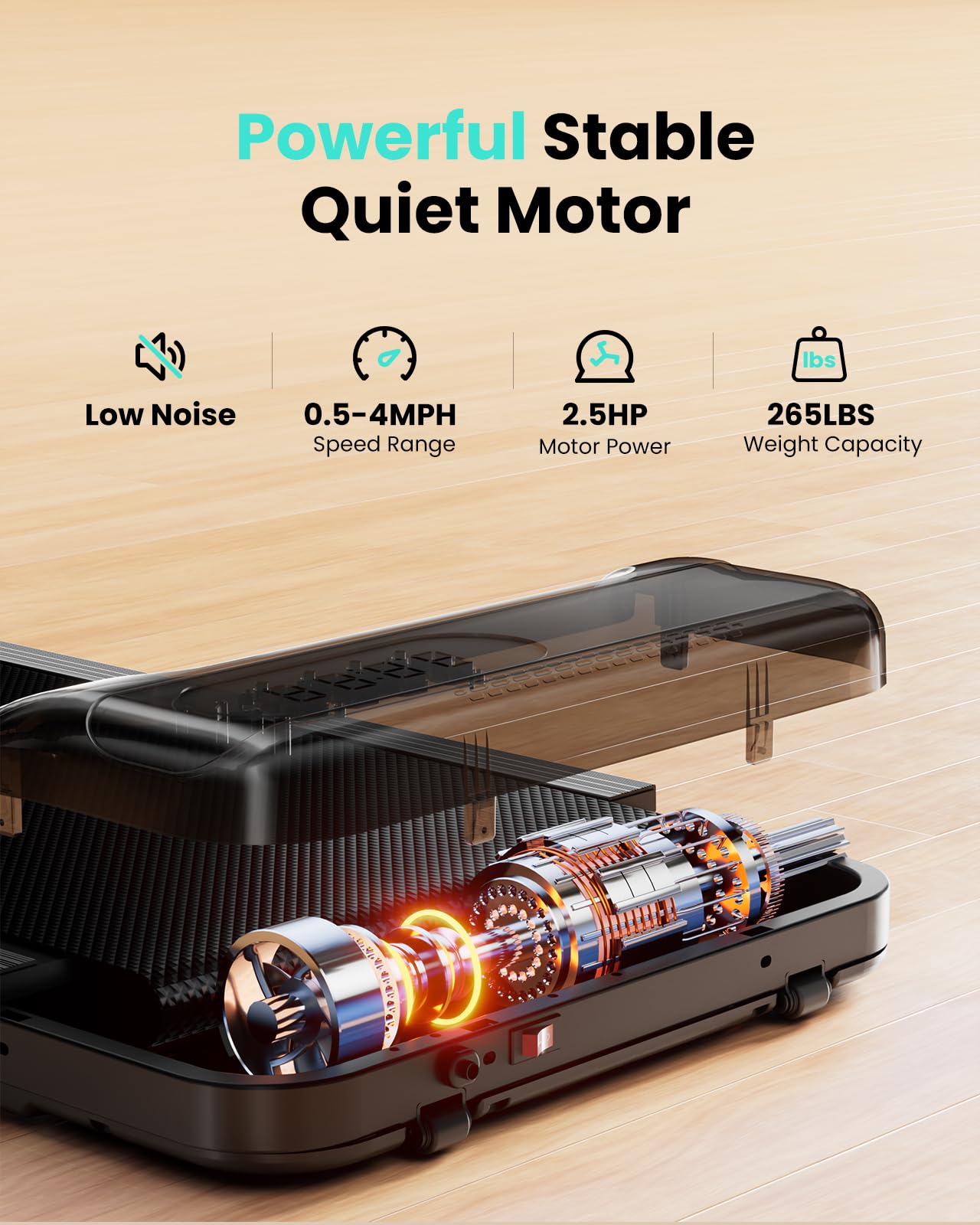 Abonow Portable Walking Machine Pad, Under Desk Treadmill with Incline for Home Office 2.5HP, LED Display, 265 Lbs Weight Capacity with Remote Control, Black Orange