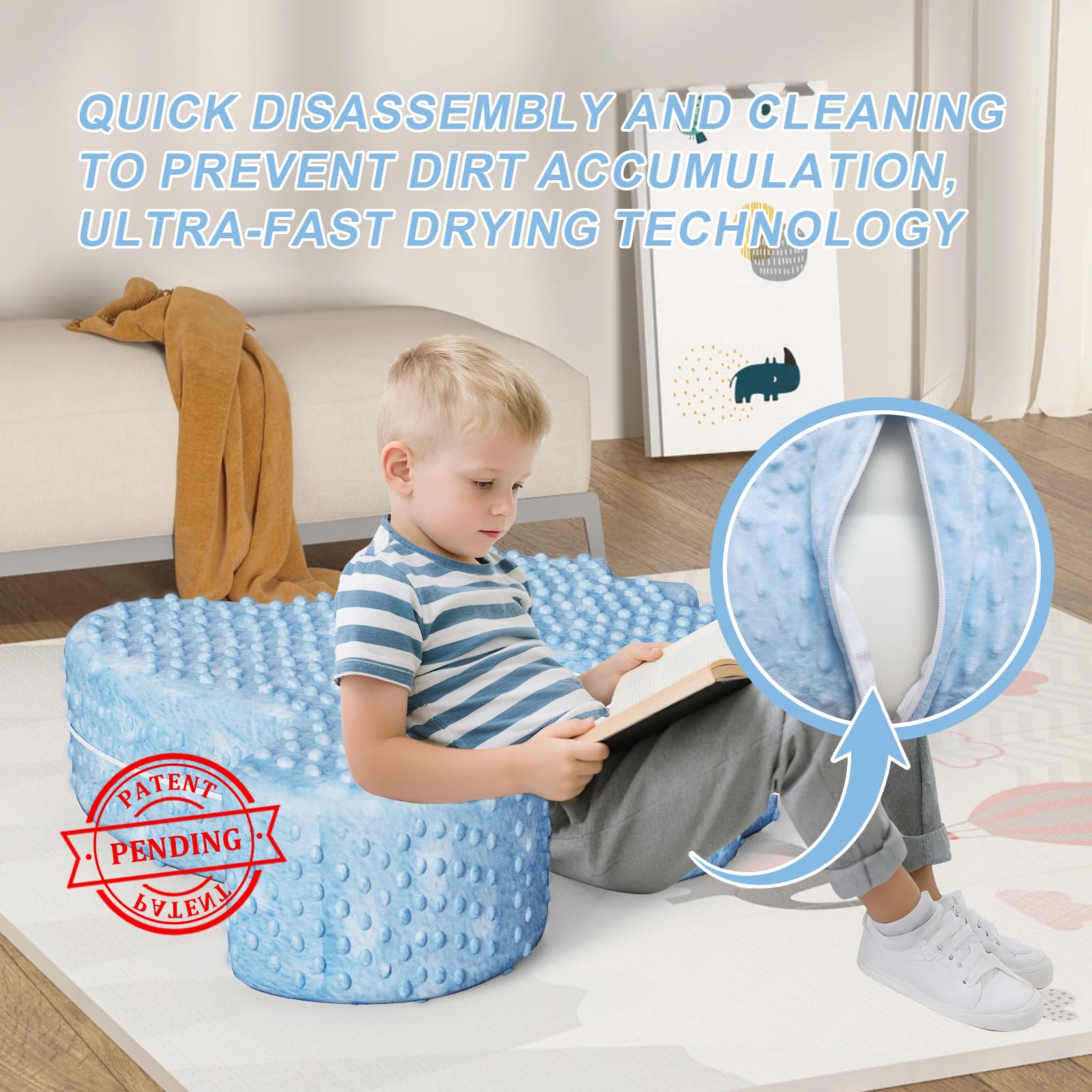 Irrical Sensory Soft Squeeze seat, Sensory Chairs specifically Designed for Children with Sensory Needs,Providing Gentle Squeeze Embrace, Washable Cover,Blue