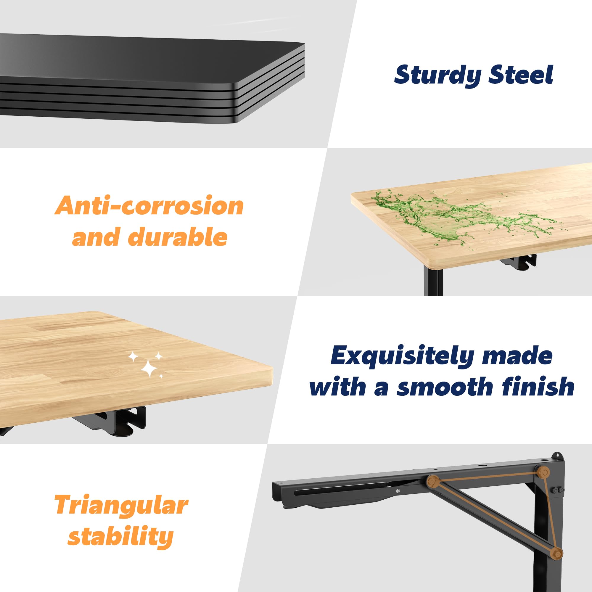 Ultrawall 48" Wall Mounted Folding Workbench, Heavy Duty Foldable Work Table, Collapsible Desk for Workshop, Garage, Office, Home, Holds Up to 550 lb