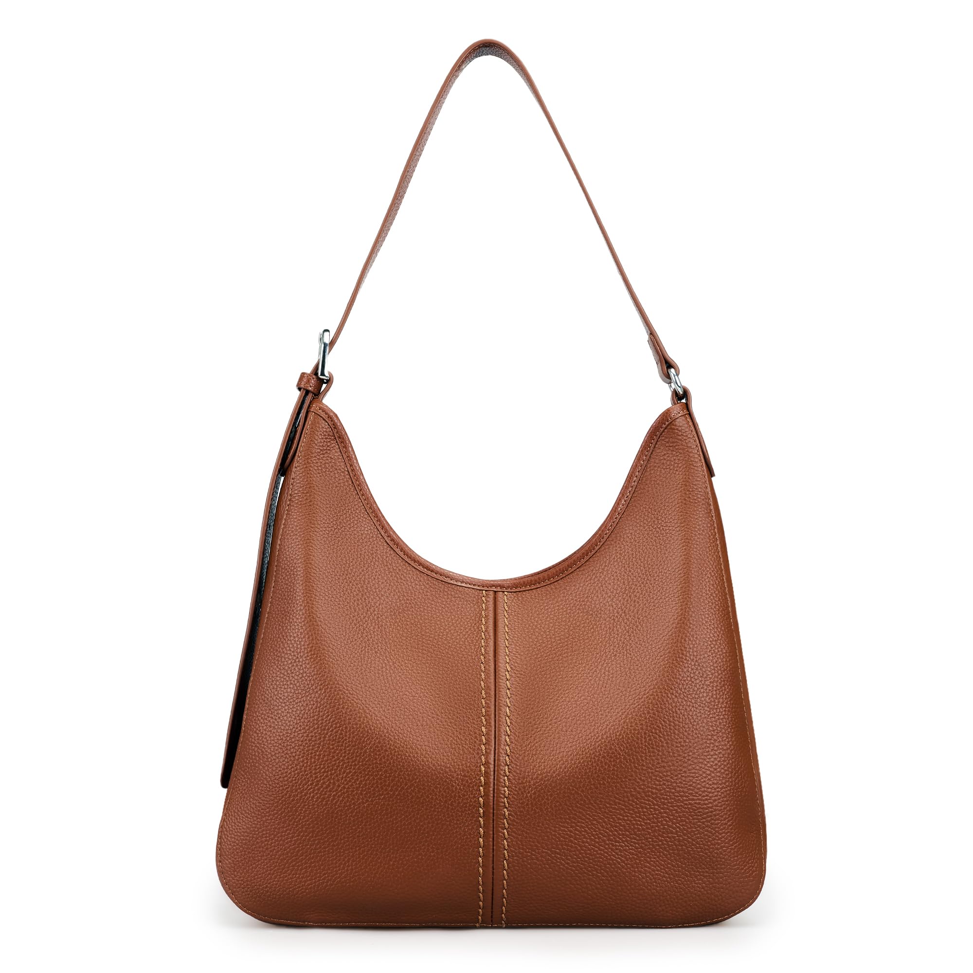 befen Genuine Leather Hobo Bag Purses for Women, Soft Real Leather Women's Shoulder Bag Handbags, Leather Shoulder Hobo Purse Designer Bags for Daily Work Travel (Dark Brown)