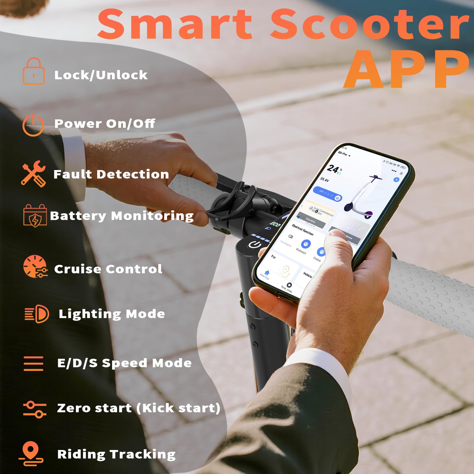 Qlaway 8.5" E Scooter for Adults with Seat 19 MPH 350W Motor 288.6 WH Battery, Motorized Up to 22 Miles Range, Foldable Scooter Bearing 265 LBS/APP Control