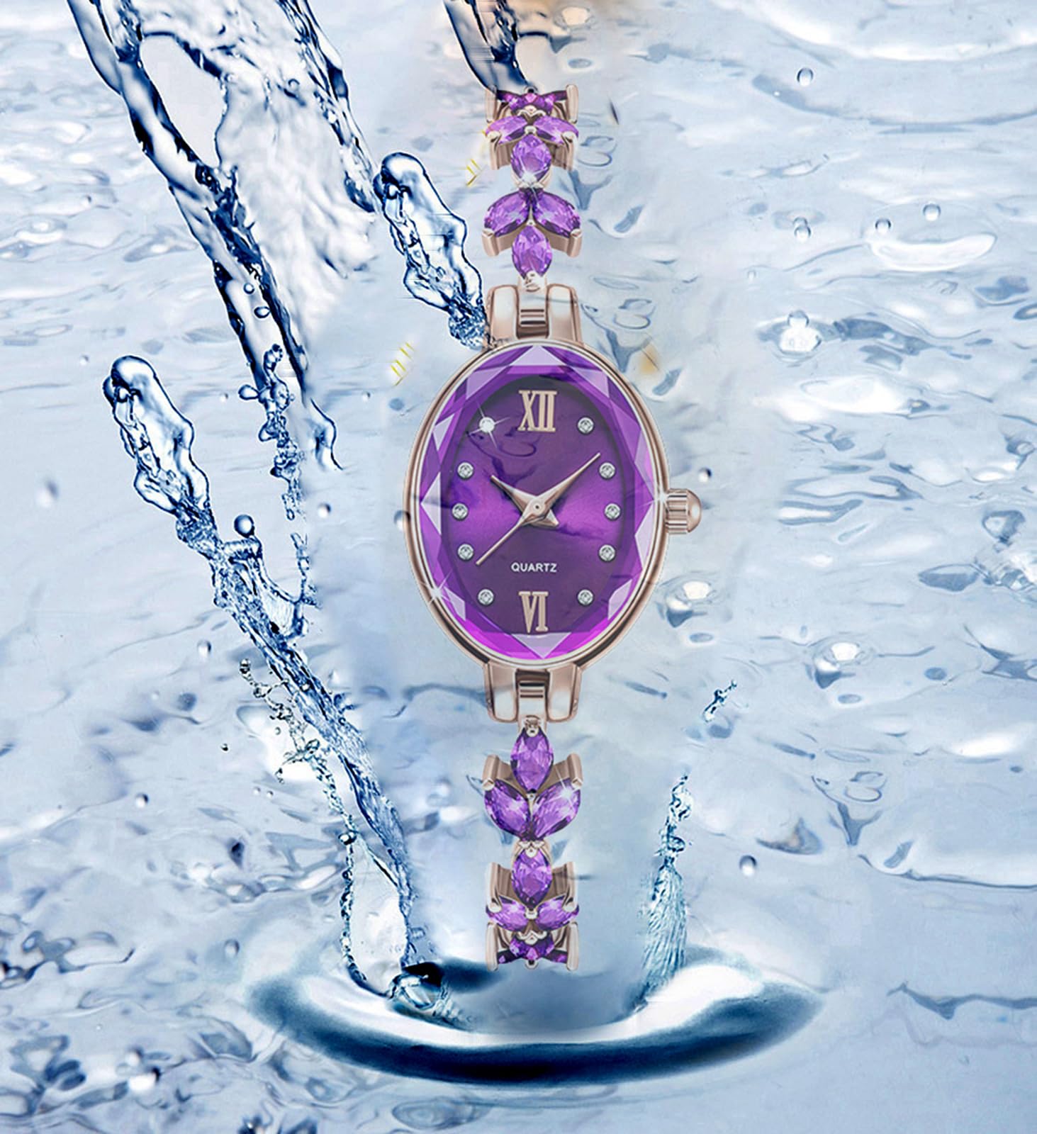 BESTKANG Women's Watch Luxury Petal Casual Bracelet Watch Simulated Quartz Watches for Women (Purple)