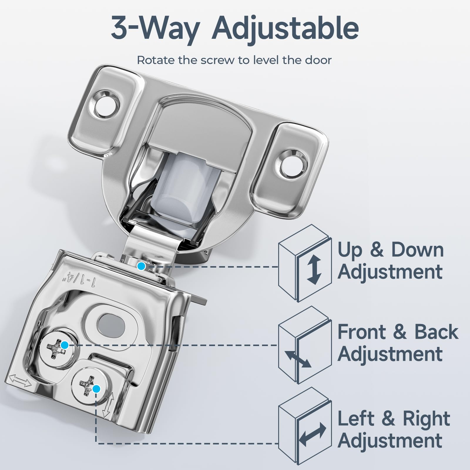 HOSOM 50 Pack 1-1/4" Overlay Soft Close Cabinet Hinges, Kitchen Cabinet Hinges, Cabinet Door Hinges, Soft Close Hinges for Kitchen Cabinet Doors, 3-Way Adjustment Cabinet Hinges Conccealed, 105 Degree