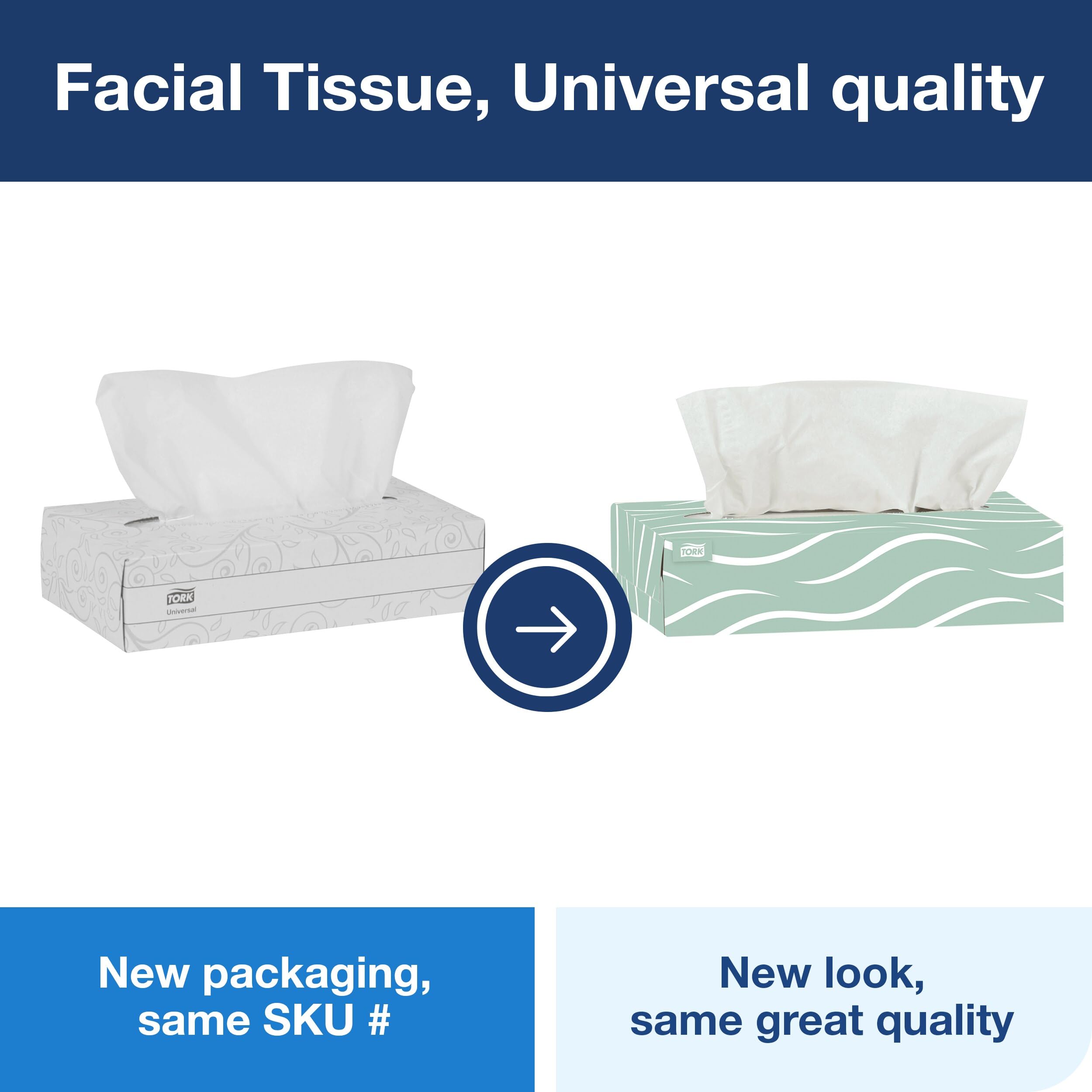 Tork Universal Facial Tissue Flat Box White, Soft, 2-ply, 30 x 100 tissues, TF6710A