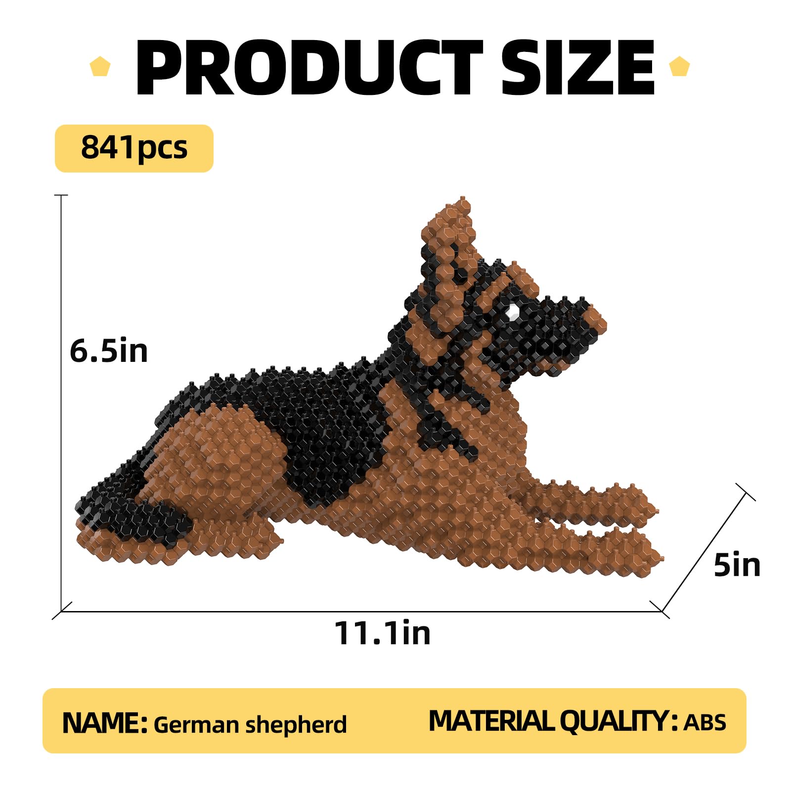 KADELE Cute Dog Building Animal Sets, Extremely Challenging STEM Building Blocks Decor for Adults Kids, Micro 3D Educational Toys for Boys Girls Ages 8 and Up,German Shepherd