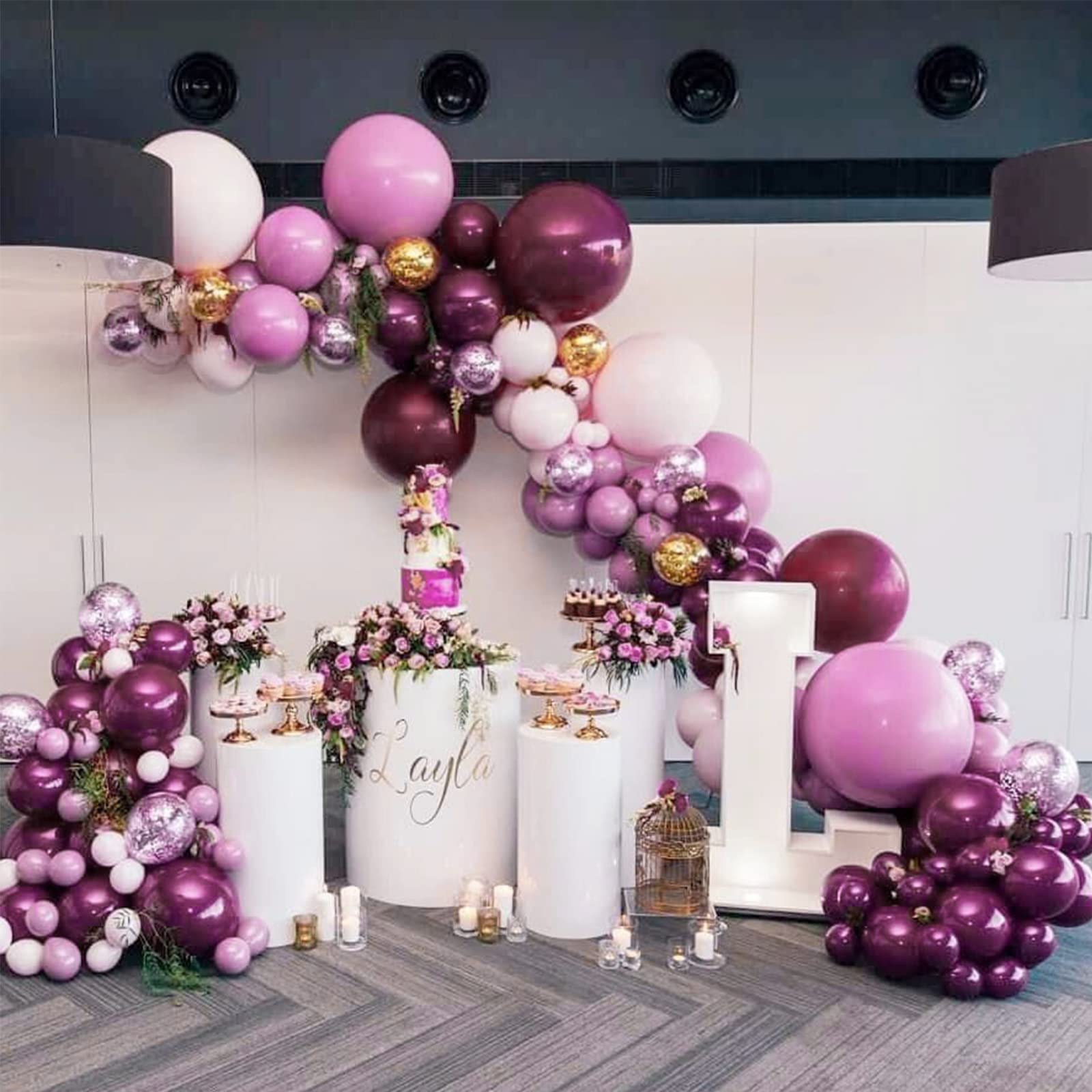 PartyWoo 140 pcs Burgundy & Pink Balloon Garland Kit, Burgundy, Gold, Pastel Pink Balloons for Balloon Garland Arch Kit, Birthday Party, Baby Shower, Wedding