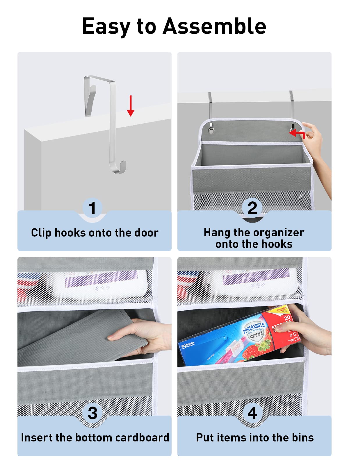 Yecaye 1 Pack Bathroom Organizers and Storage, 35.2lbs Load Toy Stuffed Animal Storage, Swing-proof Hanging Over the Door Organizer for Nursery Newborn Baby Essential Stuff