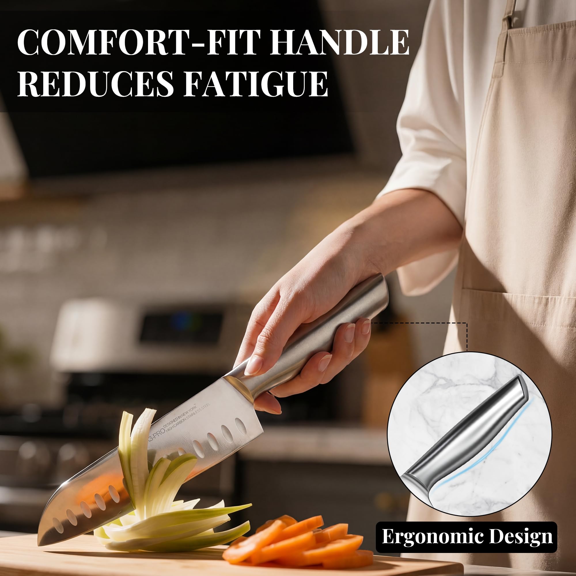 KnifeSaga Knife Set Premium, Kitchen Knife Block Set 14 Pcs Japanese High Carbon Stainless Steel Enduring Razor Sharp, Black Chef Knives Set for Kitchen with Built-in Sharpener and Acacia Wood Block