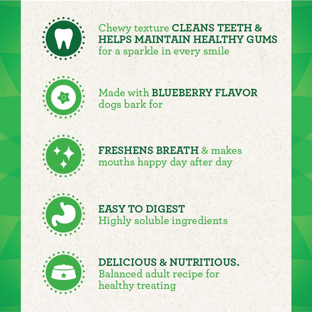 Greenies TEENIE Natural Dental Care Dog Treats Blueberry Flavor, 12 oz. Pack (43 Treats)