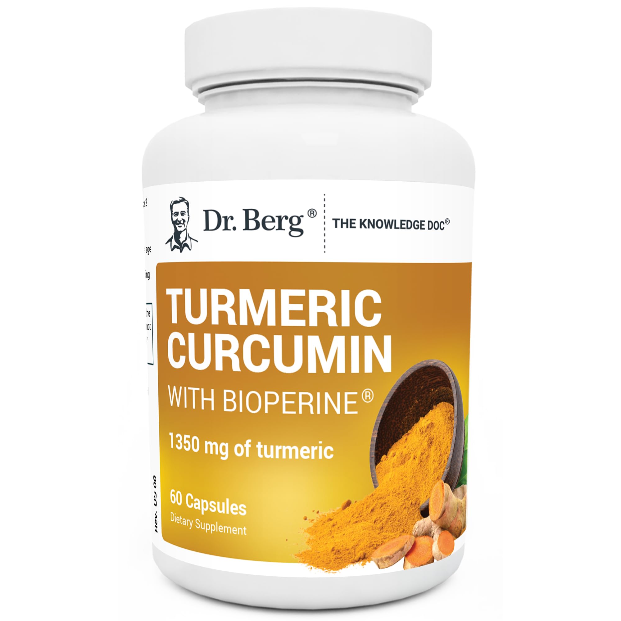 Dr. Berg (Only 2 Per Day) Turmeric Supplement with Black Pepper (BioPerine) - 1350 mg Turmeric Curcumin Supplement with 95% Curcuminoids – Turmeric Curcumin with Black Pepper – 60 Turmeric Capsules