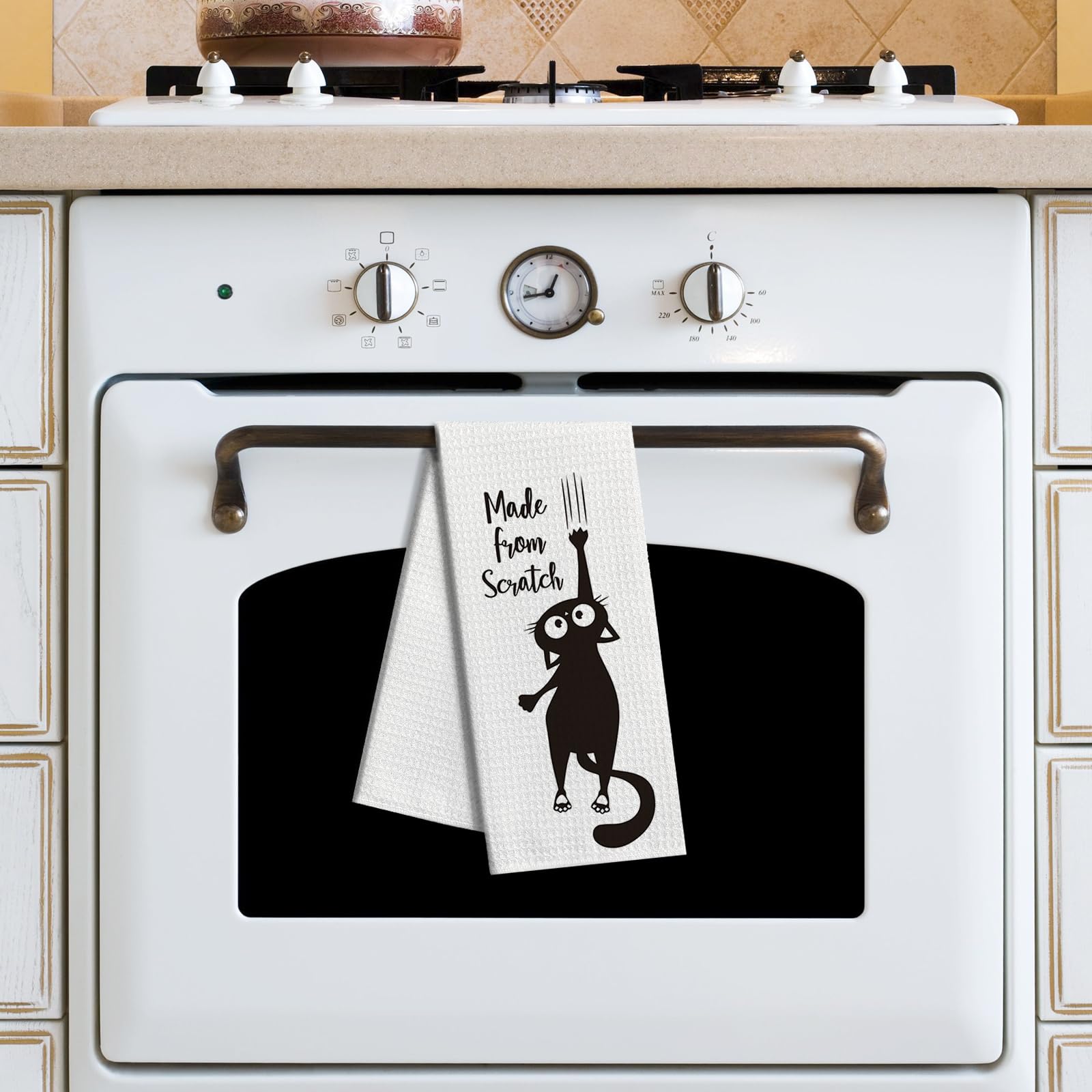 zcyhtqp Made from Scratch,Funny Kitchen Towels,Funny Dish Towels with Sayings,Dish Towels for Kitchen Decor,New Home Housewarming Gifts,Chef Gift,Cat Kitchen Towel,Cat Lover Gift,Cat Mom