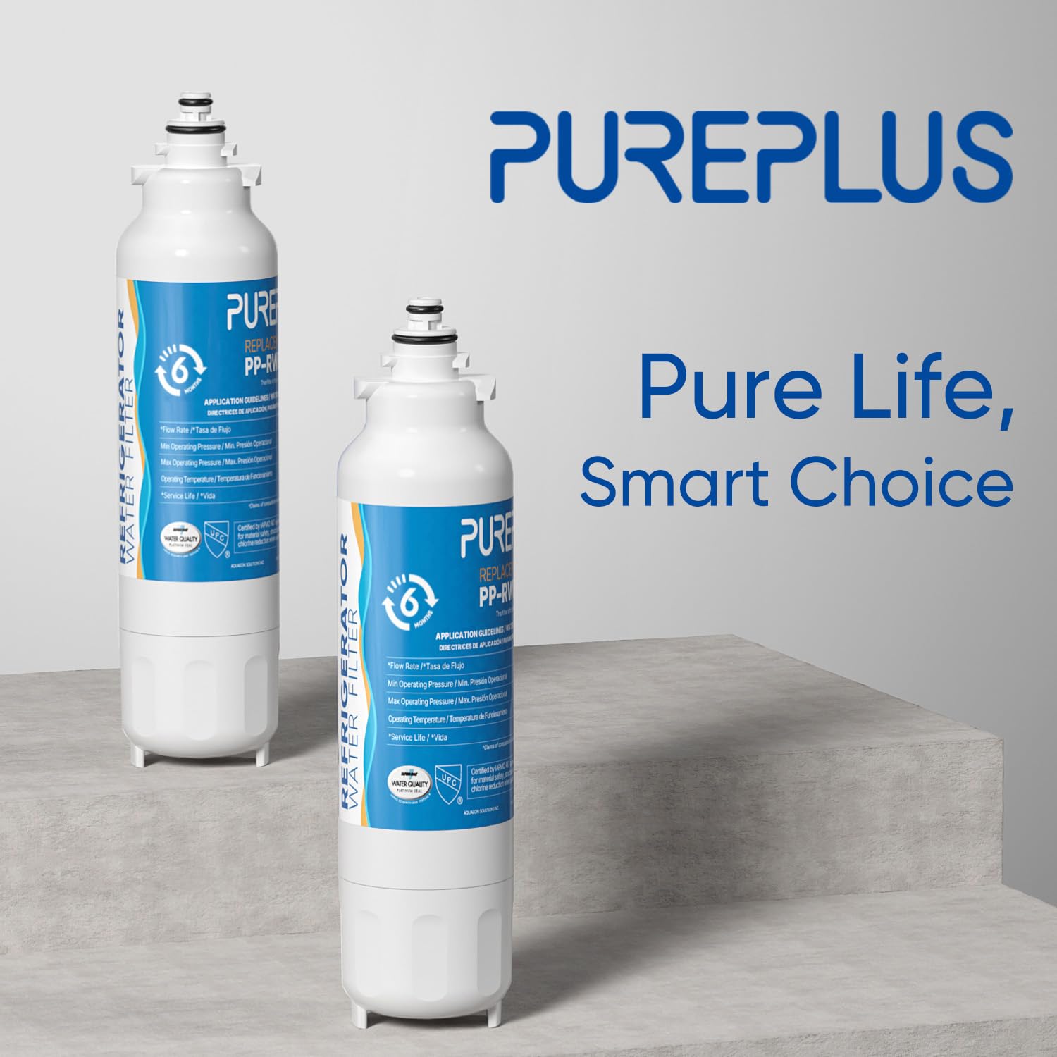 PUREPLUS Replacement for ADQ73613401, LG® LT800P®, LT800PC, ADQ736134, ADQ73613402, LSXS26326S, LSXS26366S, LSXS26366D, LMXC23746S, 46-9490, Refrigerator Water Filter and LT120F® Air Filter, 3 Combo