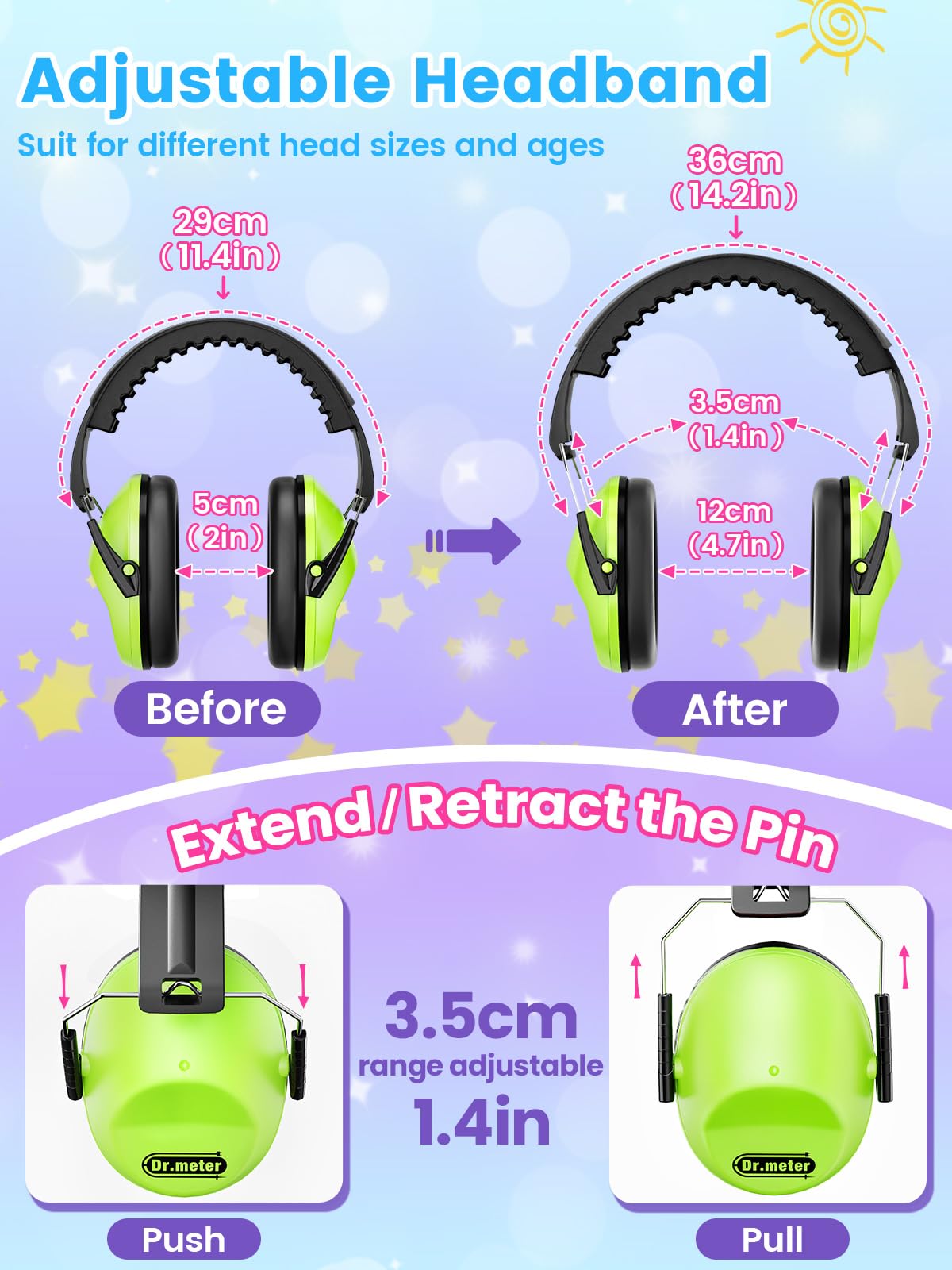 Dr.meter Ear Muffs for Noise Reduction: 27.4SNR Noise Cancelling Headphones for Kids Adults, EM100 Adjustable Hearing Protection Earmuffs for Monster Jam, Autism Sensory, Concerts, Fireworks