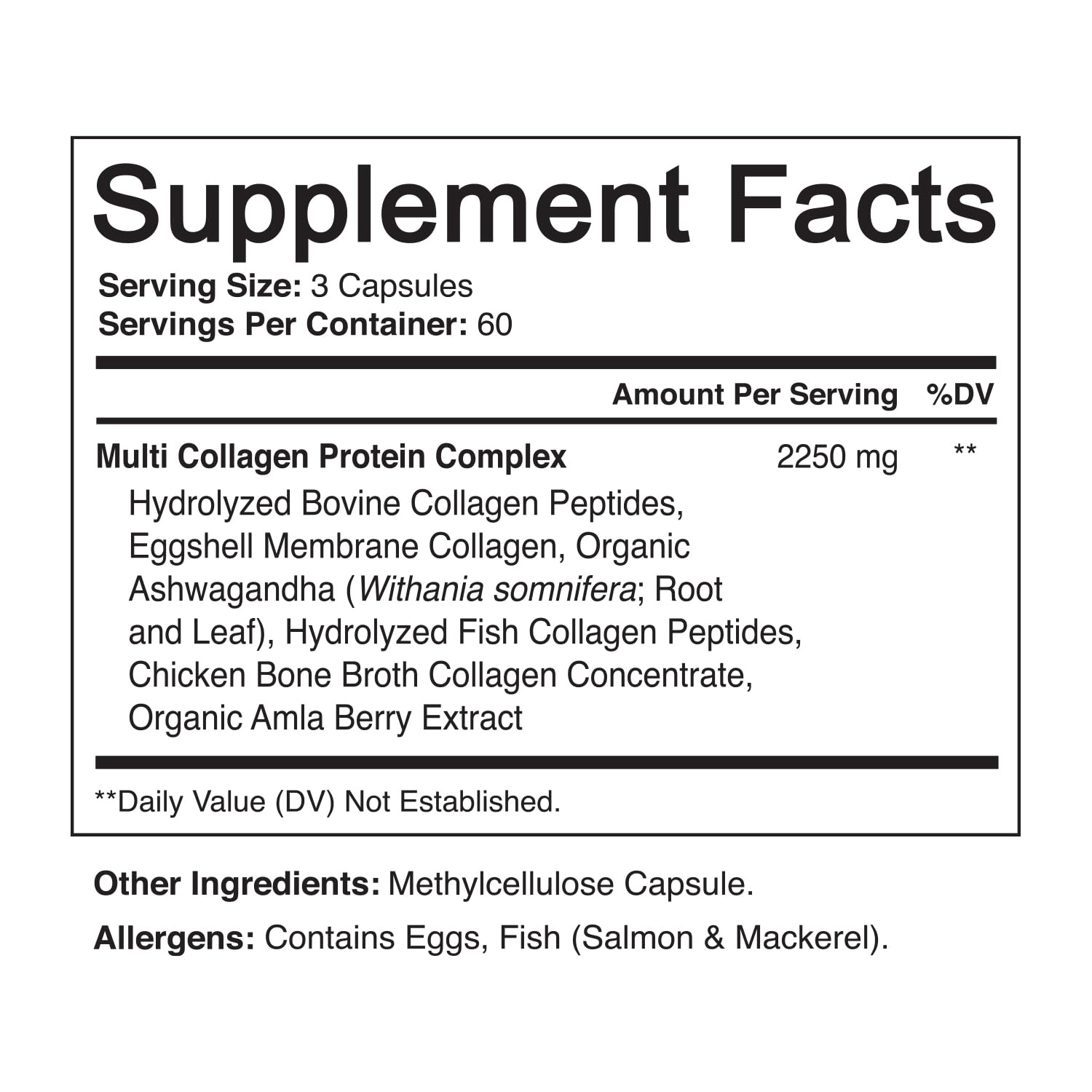 NutriFlair Multi Collagen Peptides 2250mg - Type I, II, III, V, X - Collagen Supplements Complex Powder Pills for Women and Men - Hydrolyzed Protein, Healthy Hair, Skin, Nails - Non-GMO (180 Capsules)