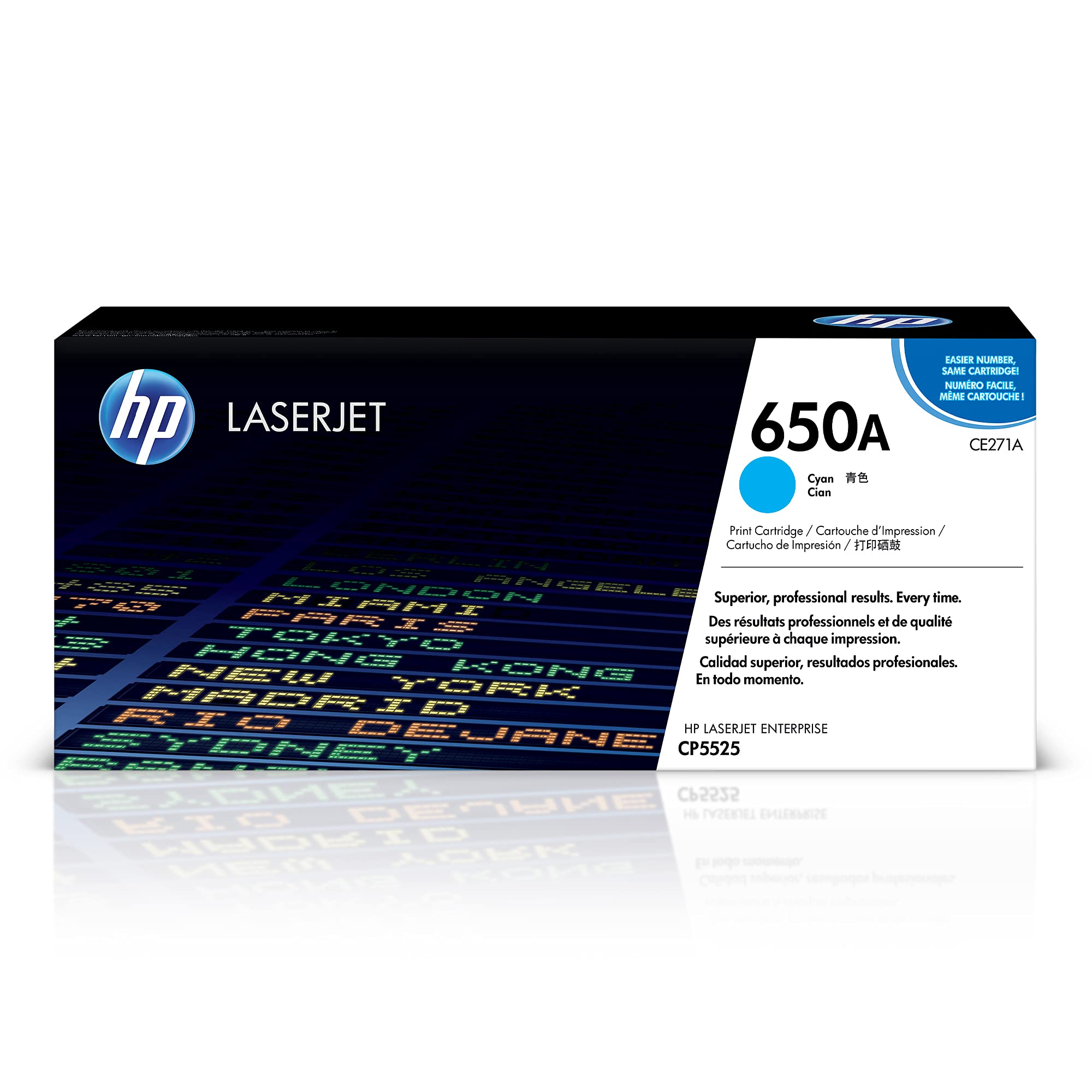 HP 650A Cyan Toner Cartridge | Works with HP Color LaserJet Enterprise CP5525 Series | CE271A