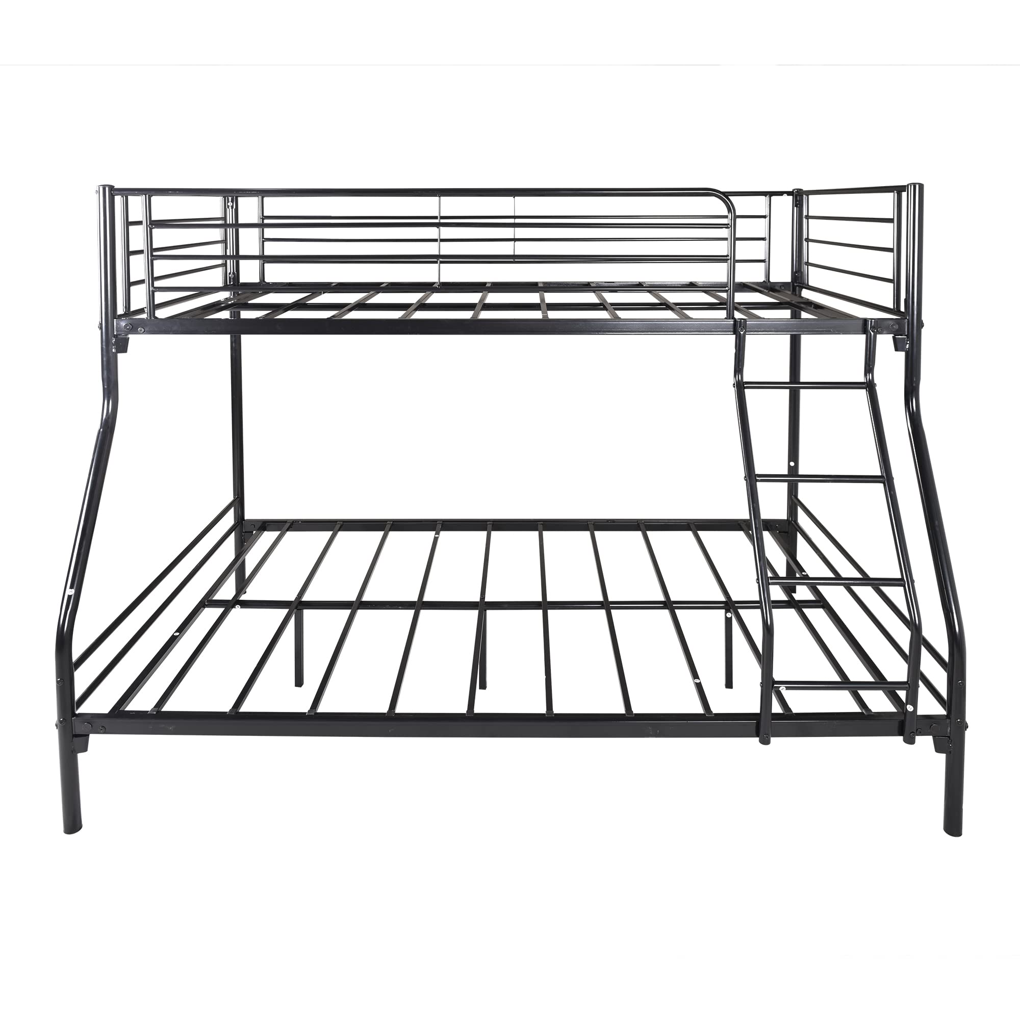 LostCat Twin Over Full Metal Bunk Bed,Heavy Duty Bunk Beds Frame w/Enhanced Upper-Level Guardrail and Ladders Suitable for Kids/Teen/Adults,No Box Spring Needed,Easy Assembly,Black