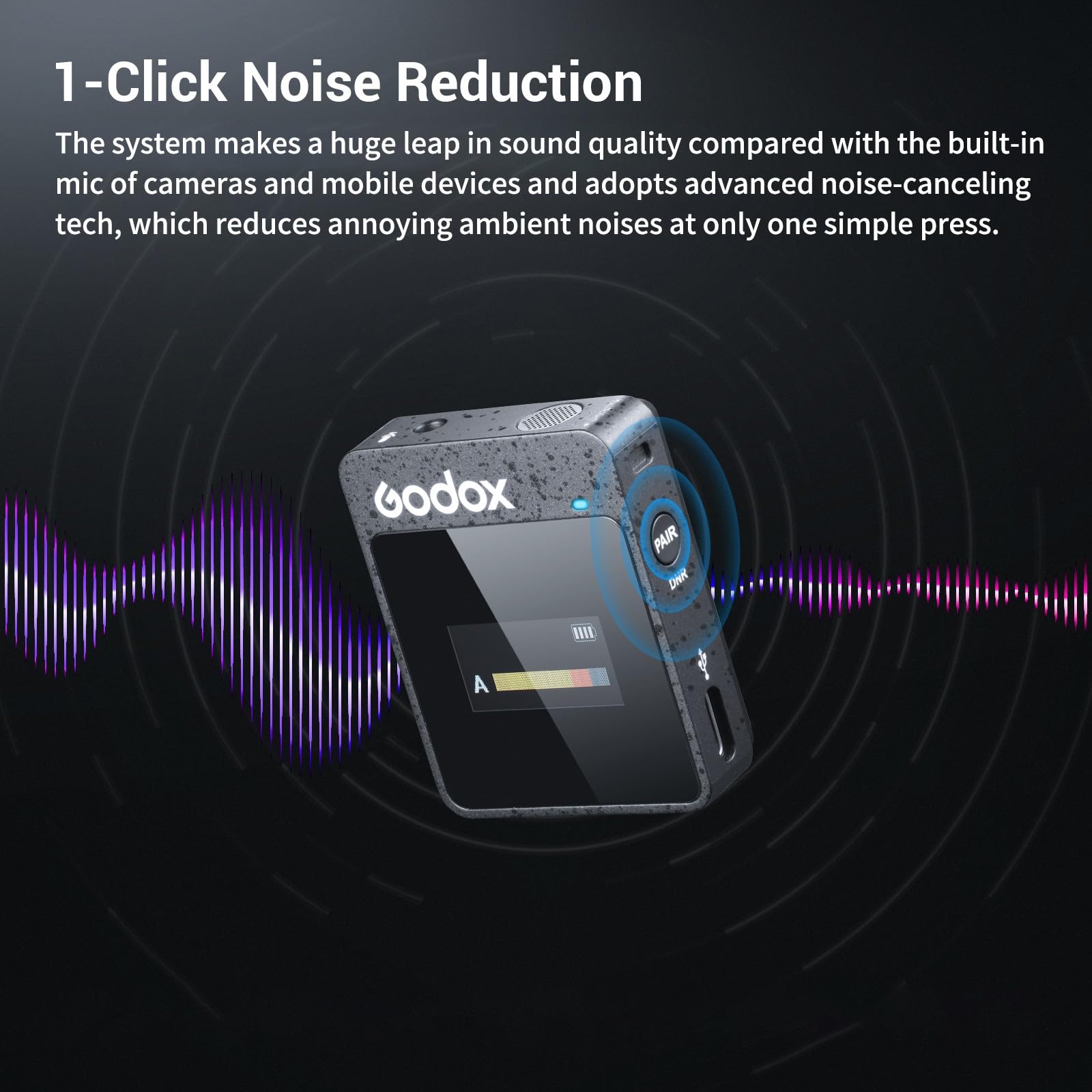 Godox MoveLink II M2 Wireless Lavalier Microphone System(2 TX + 1 RX + Charging Case), 2.4G Wireless Noise Cancelling Mic, 100m(328ft) Range for Camera, Computer, Smartphone TikTok Interview Recording